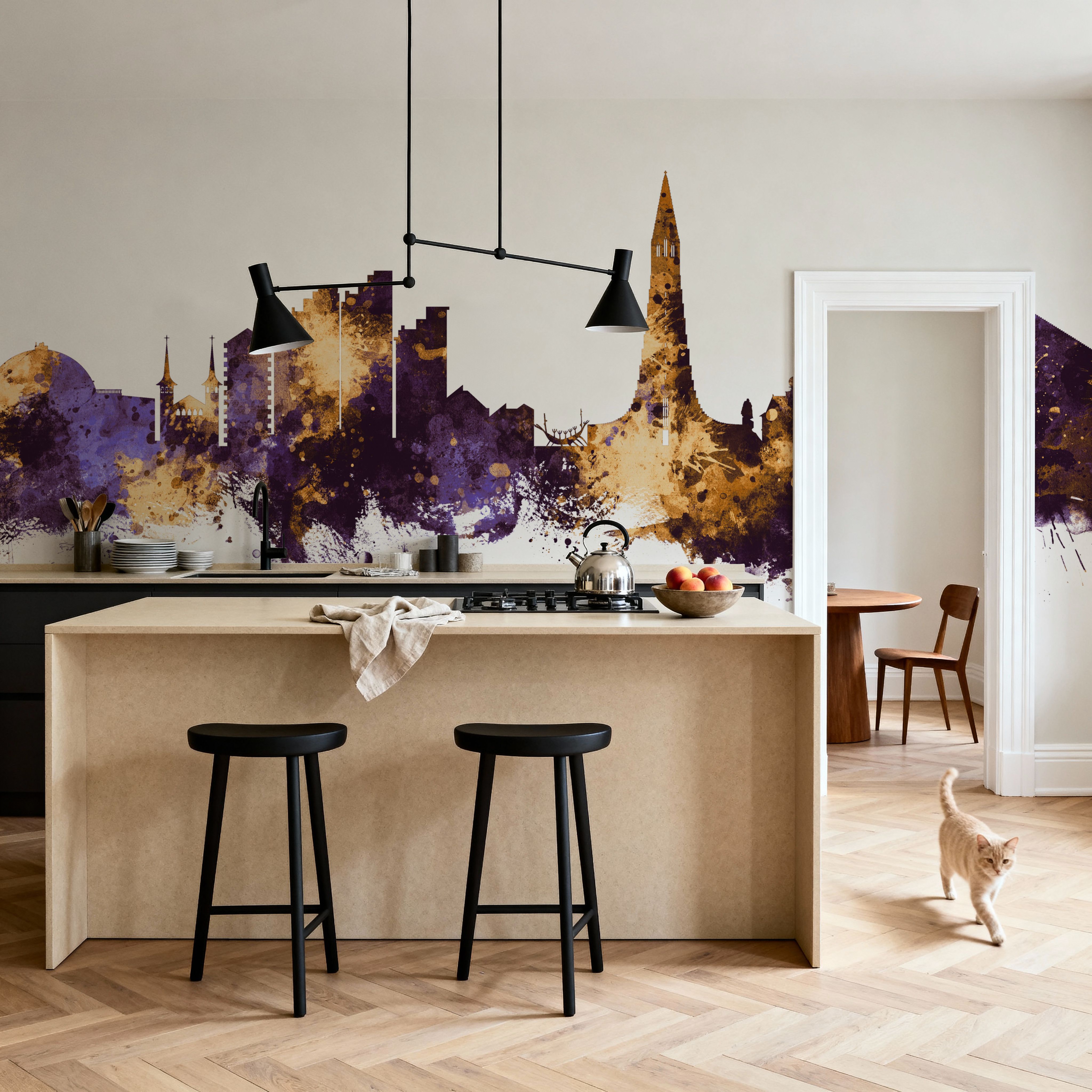 Reykjavík Skyline Purple & Gold