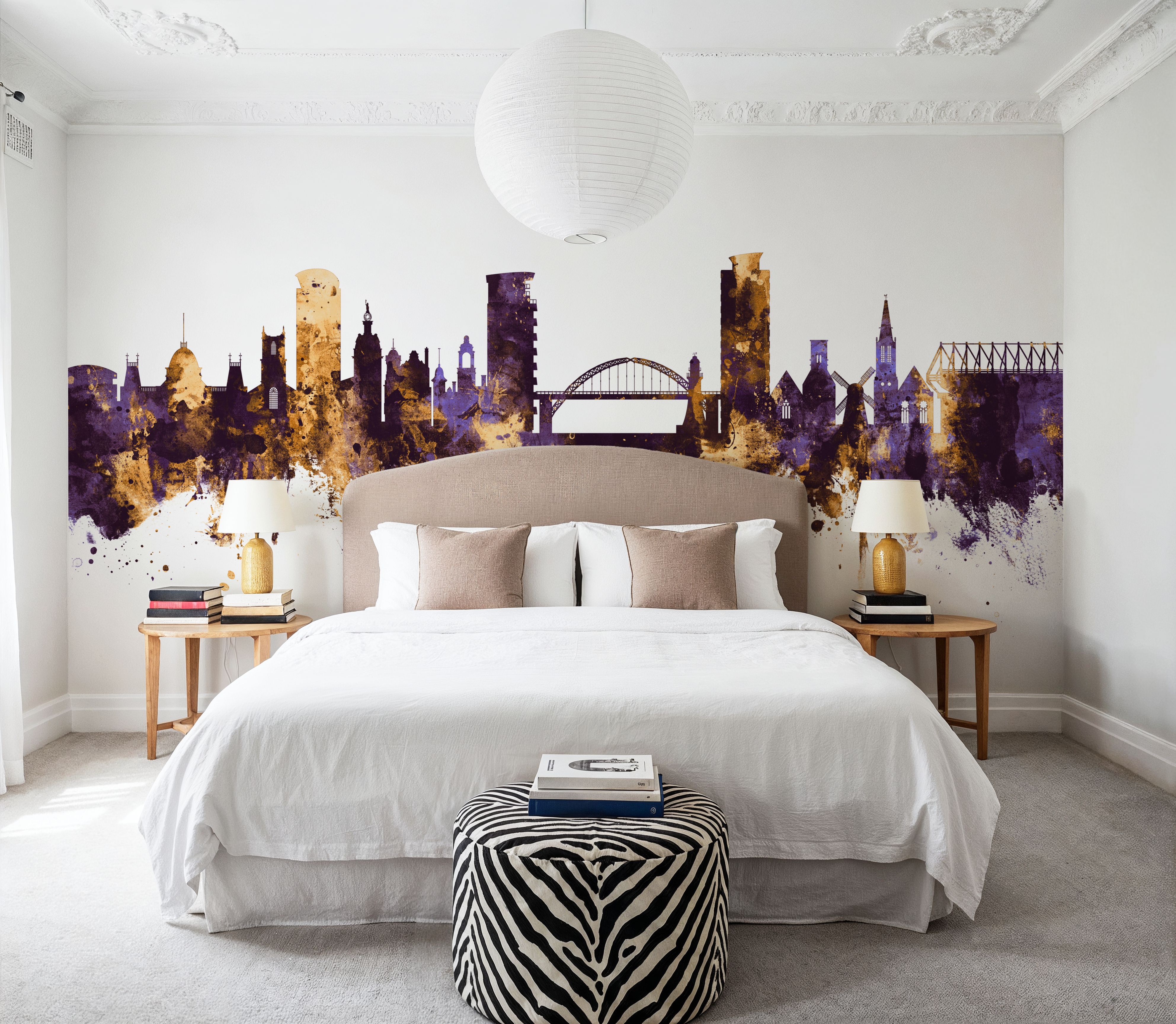 Sunderland England Skyline Purple & Gold