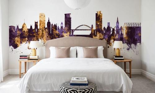 Sunderland England Skyline Purple & Gold