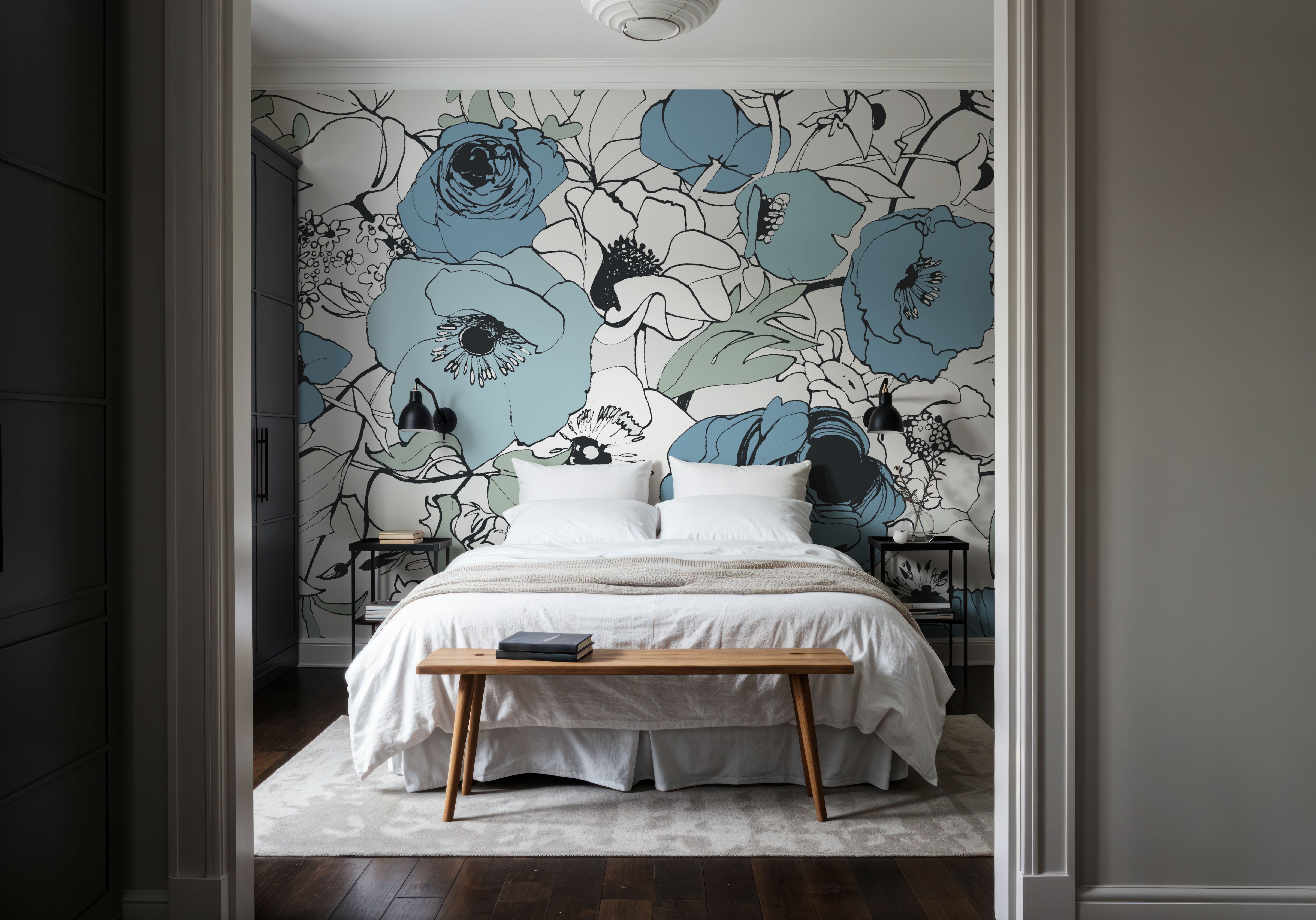 Watercolor Black Lined Poppies Mix