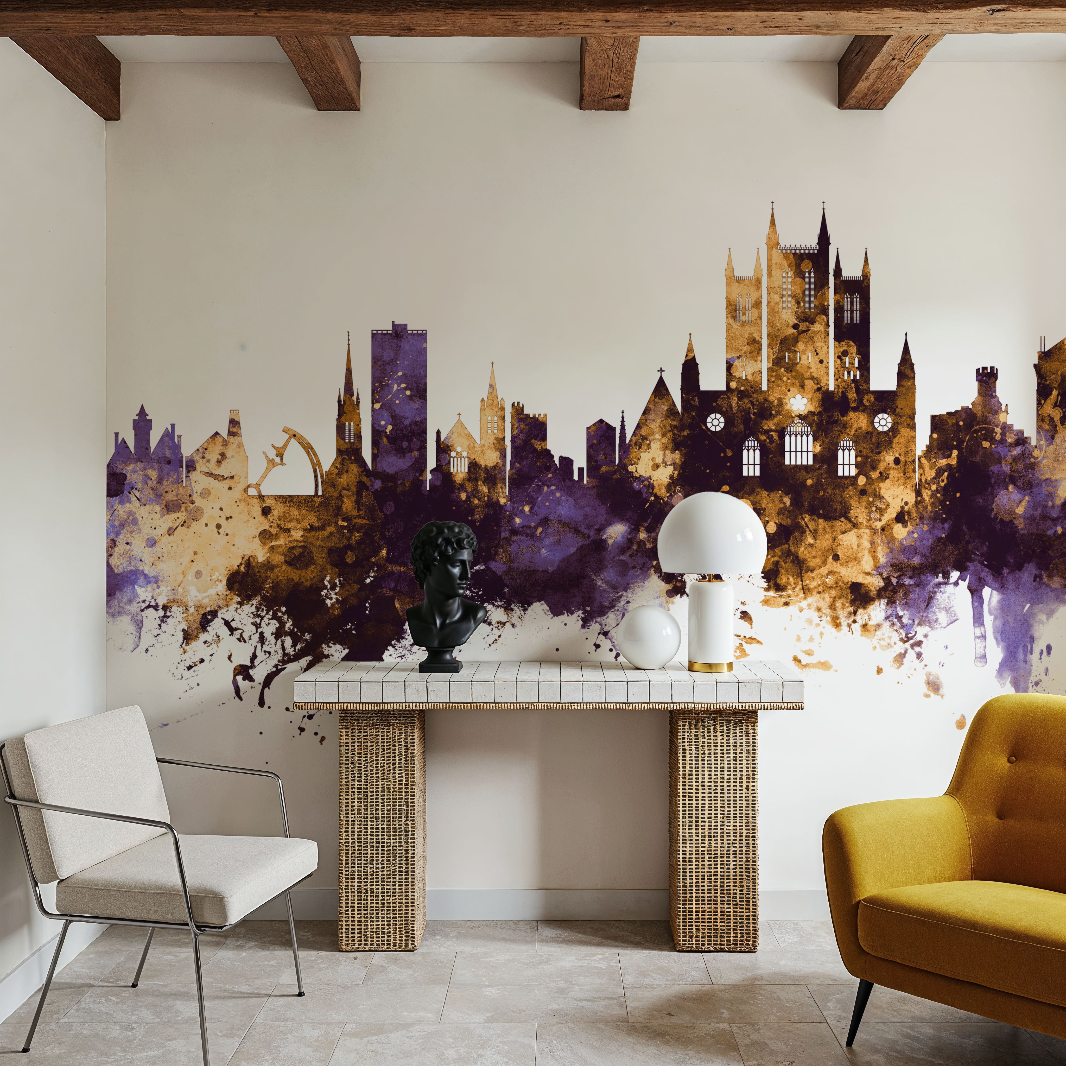 Lincoln England Skyline Purple & Gold