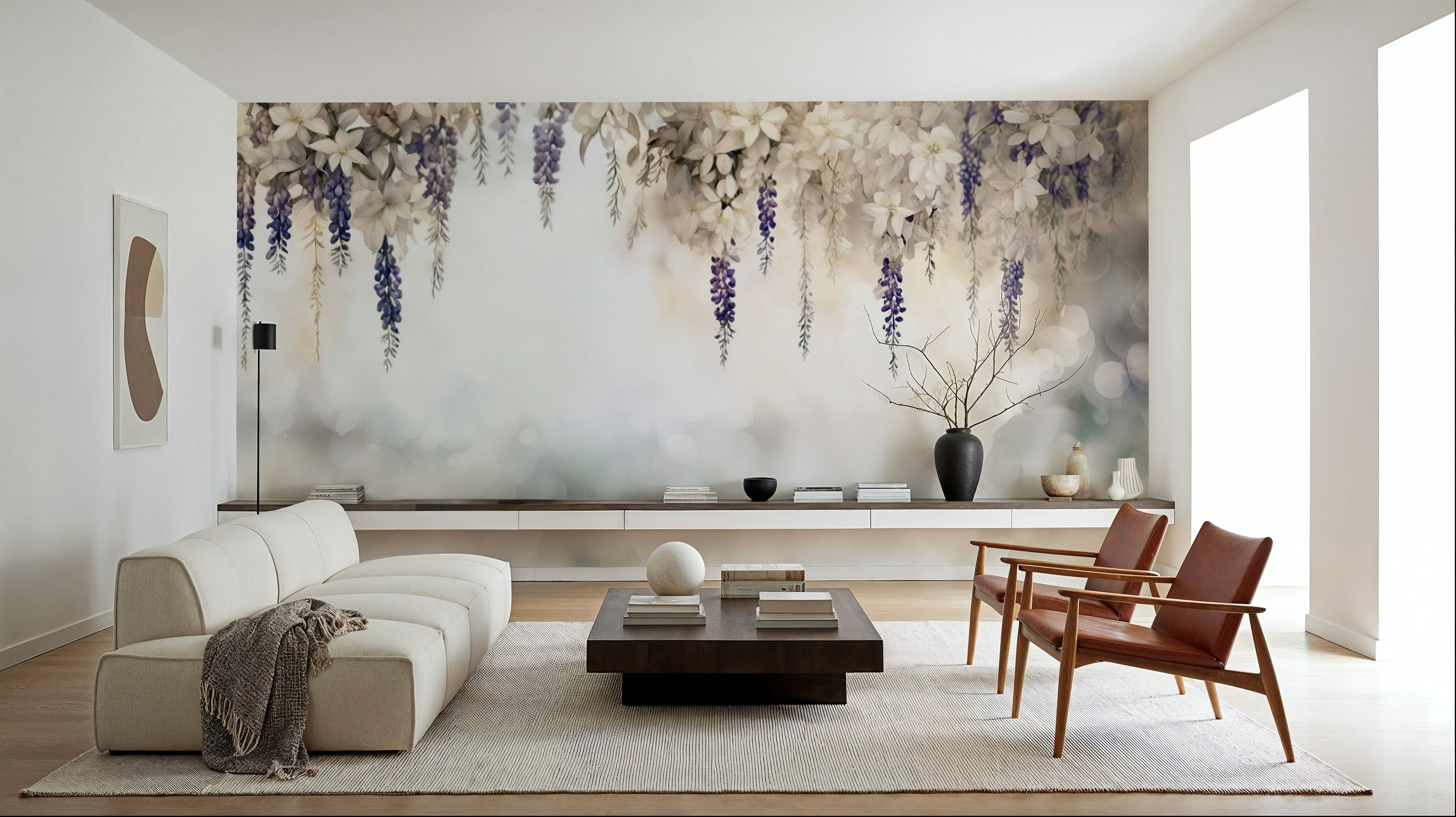 Gentle Wisteria Garden Warm, Wallpaper