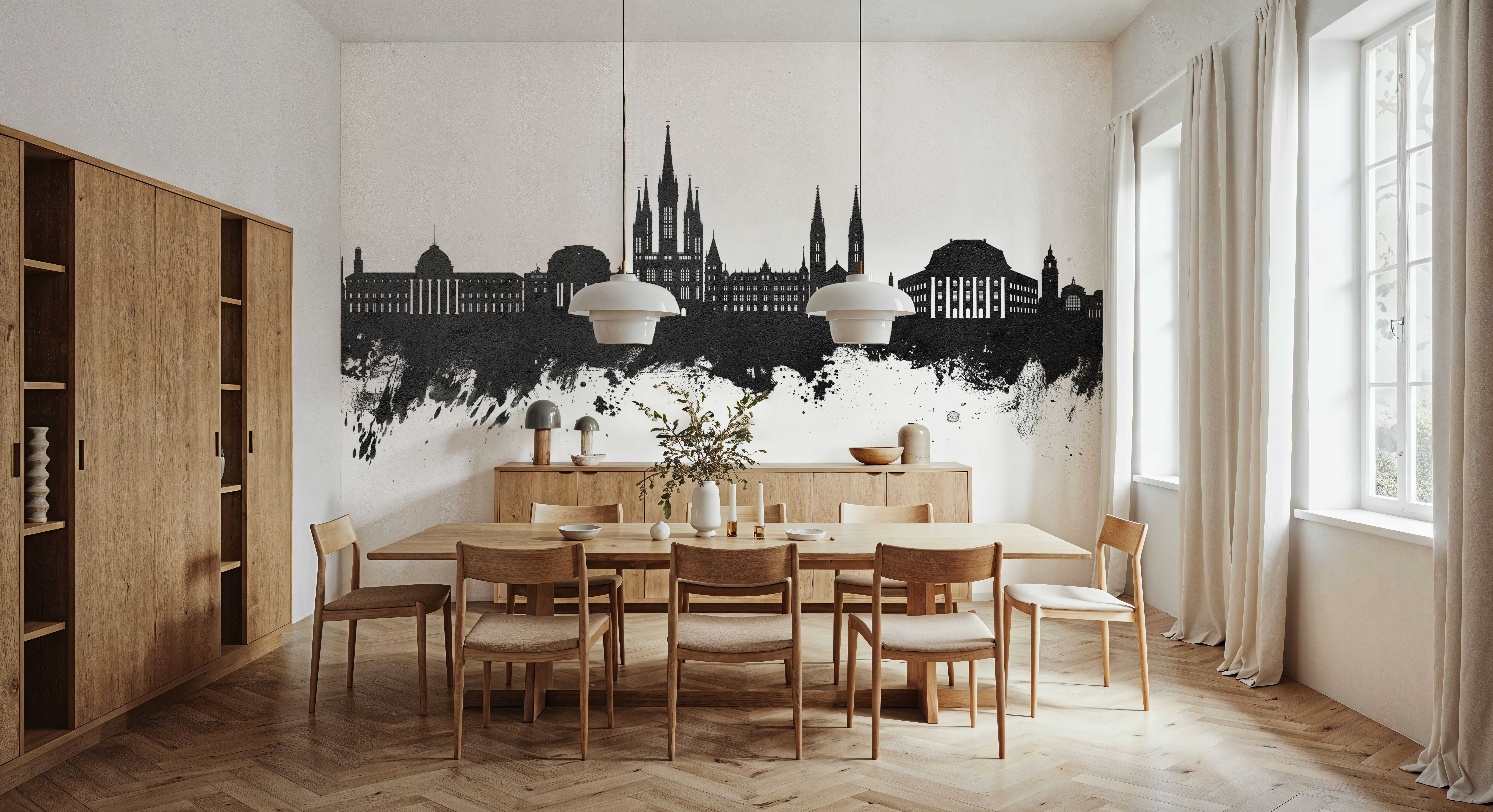 Weisbaden Germany Skyline Black & White