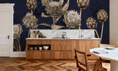 Artichoke Blooms, Navy Blue