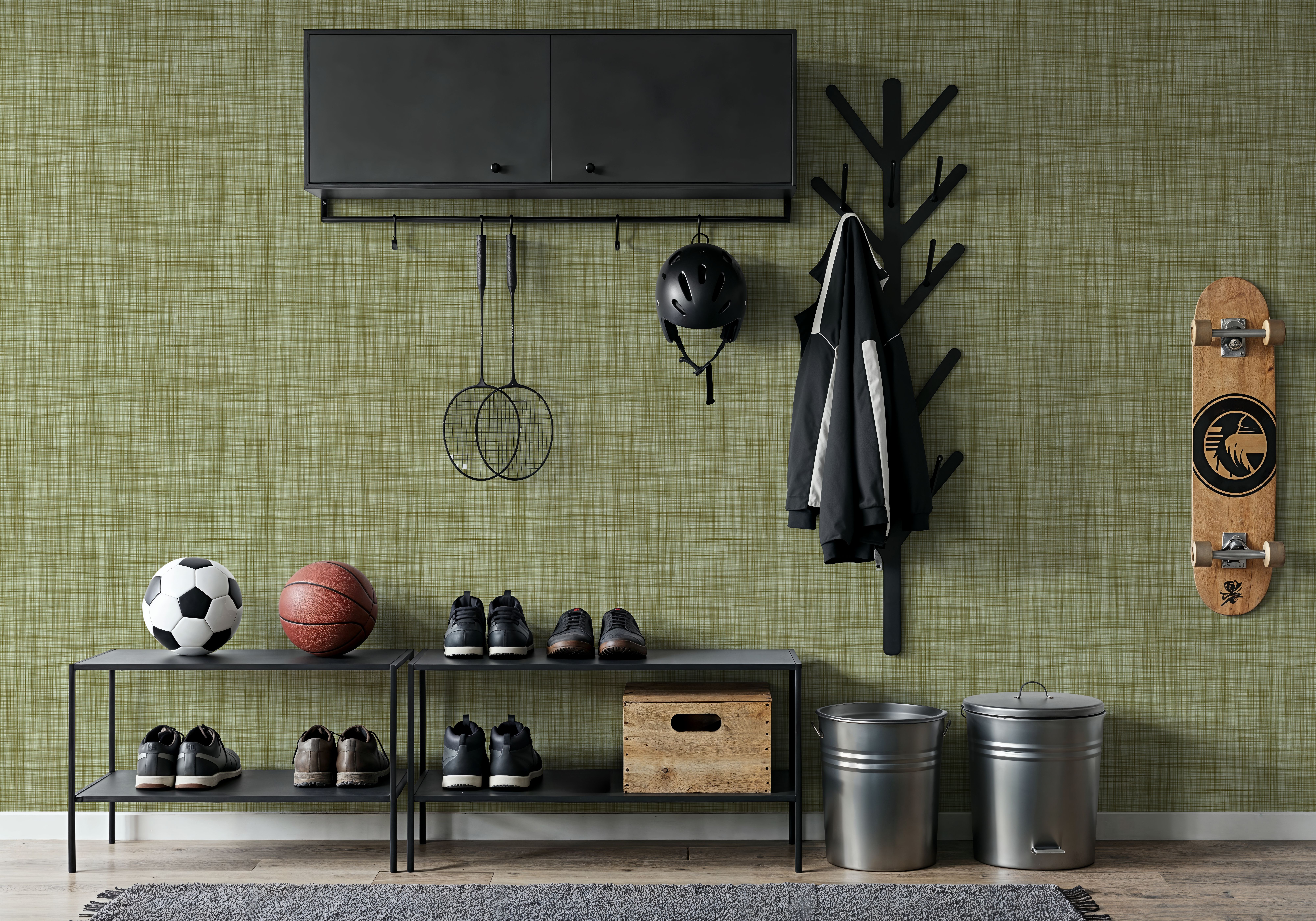 Mottled Linen Effect, Olive Green