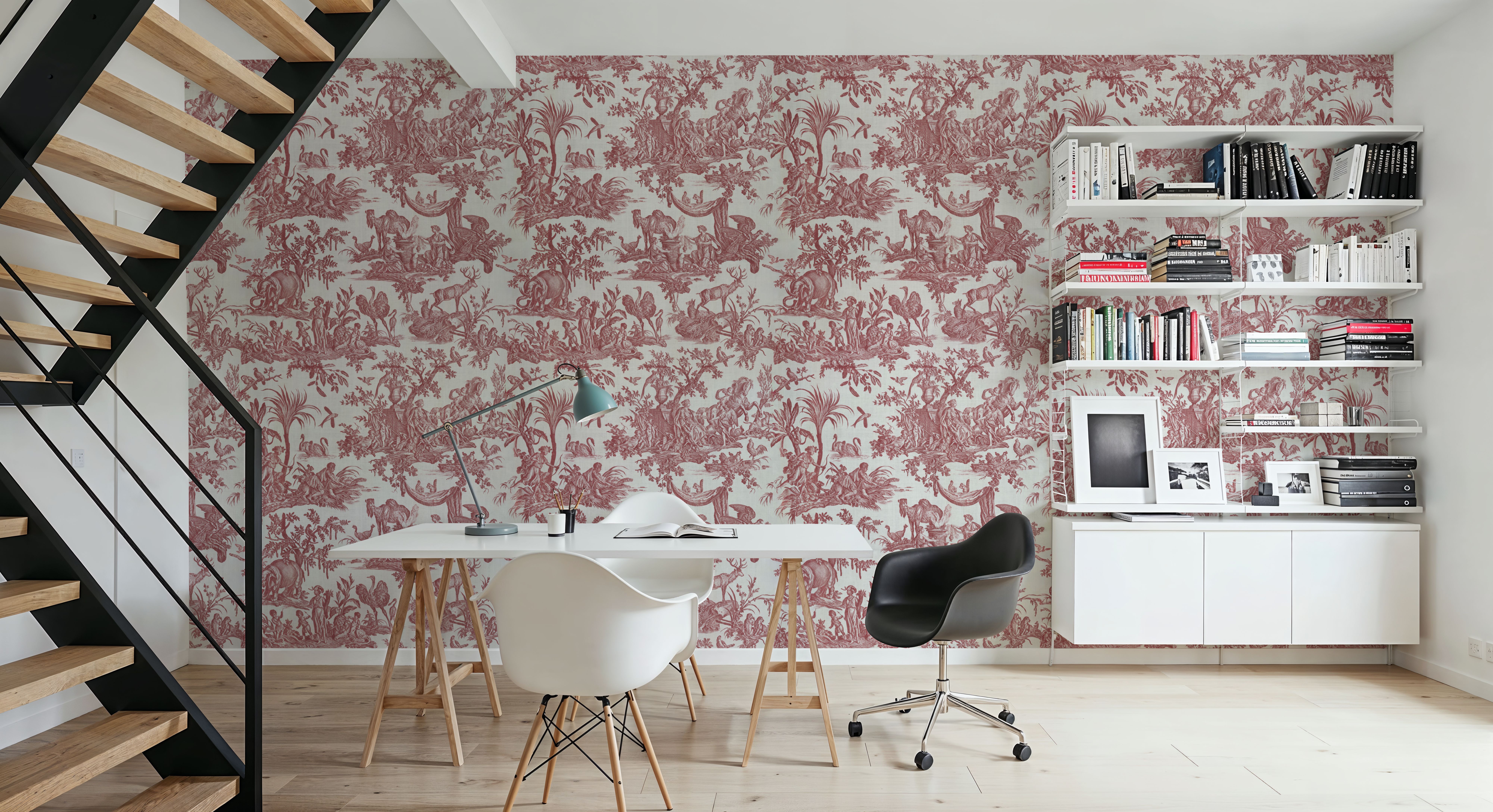 Patinated Linen Toile de Jouy, Brick