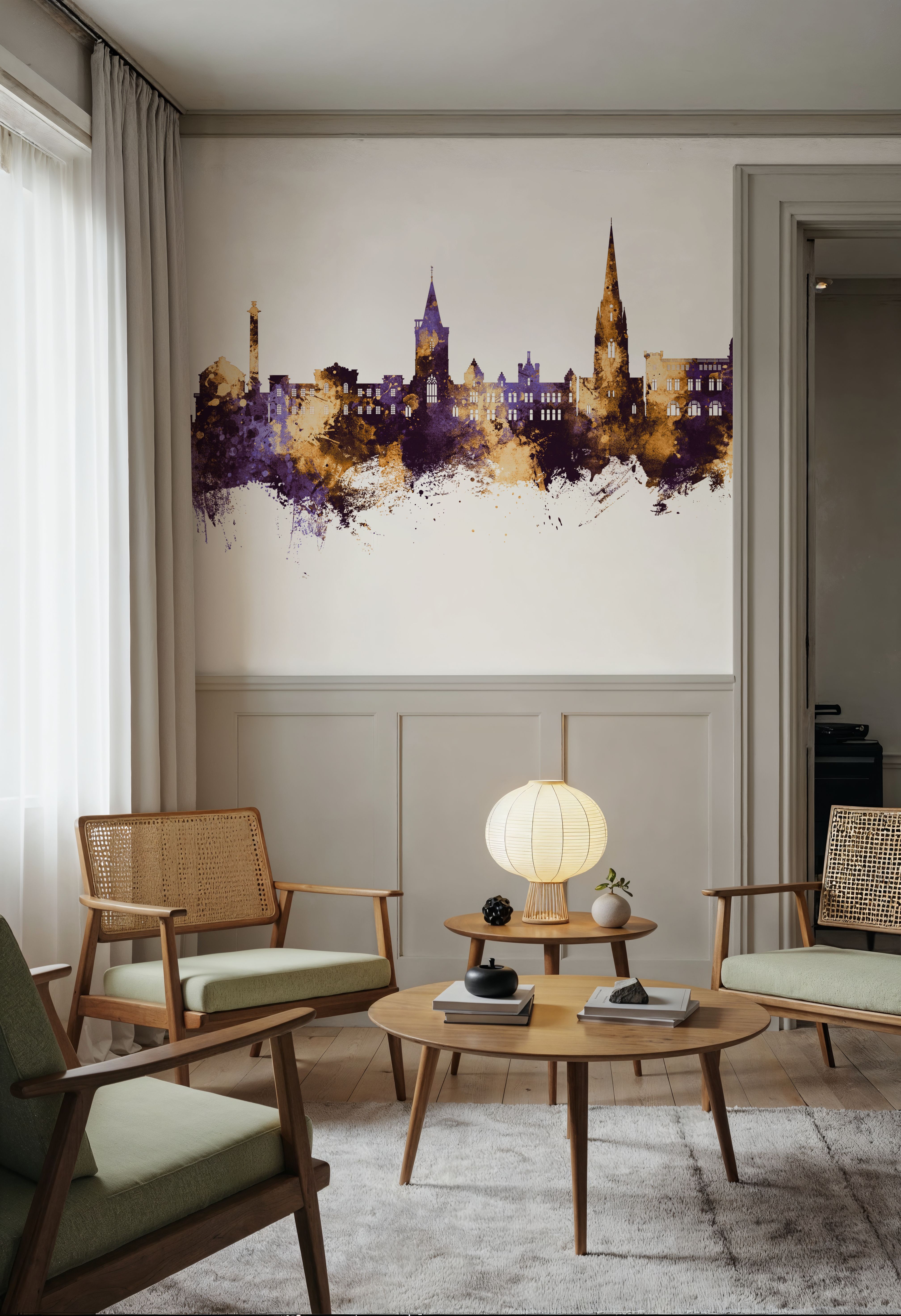 Perth Scotland Skyline Purple & Gold