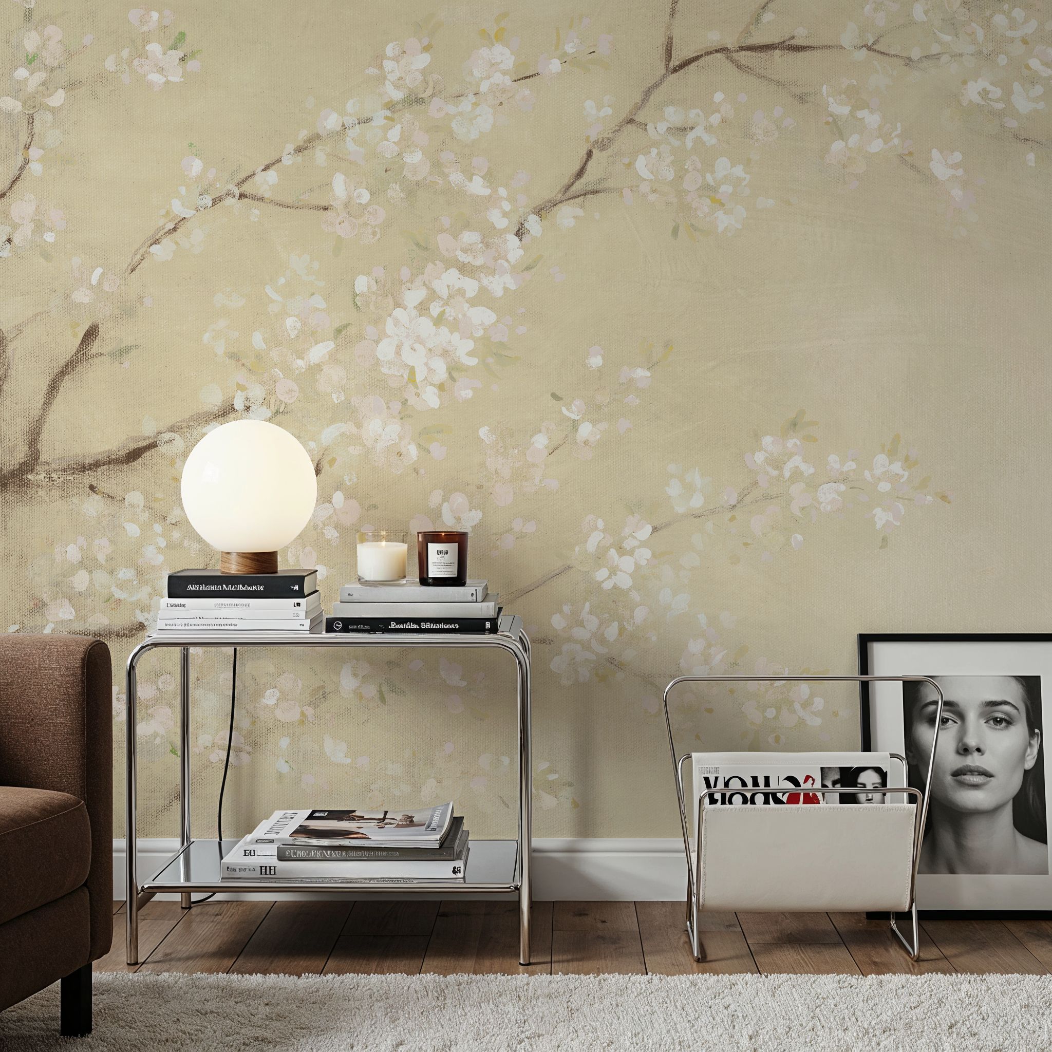 White Cherry Blossoms I Linen