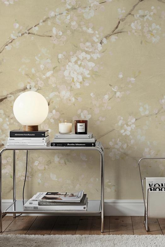 White Cherry Blossoms I Linen