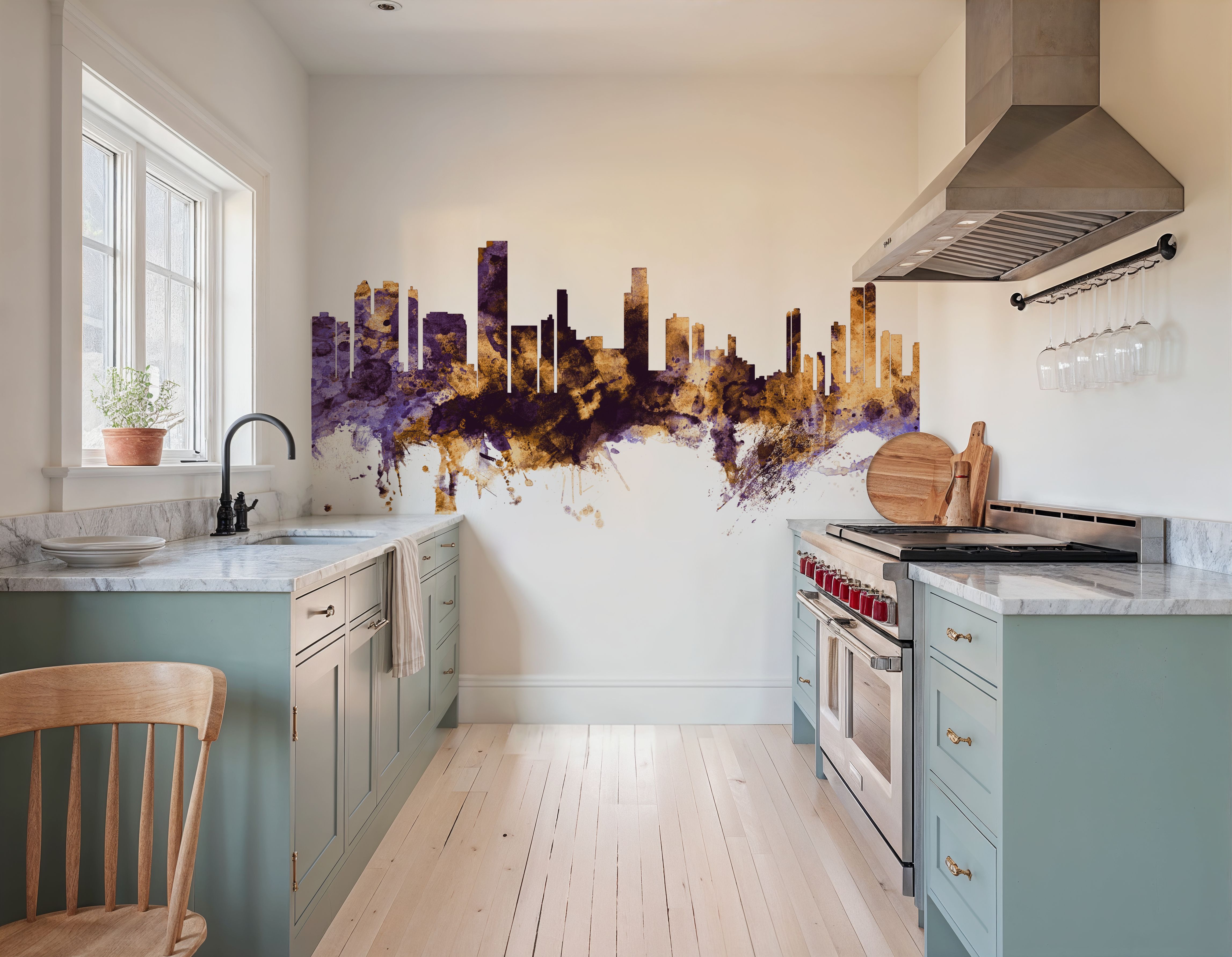 Honolulu Hawaii Skyline Purple & Gold