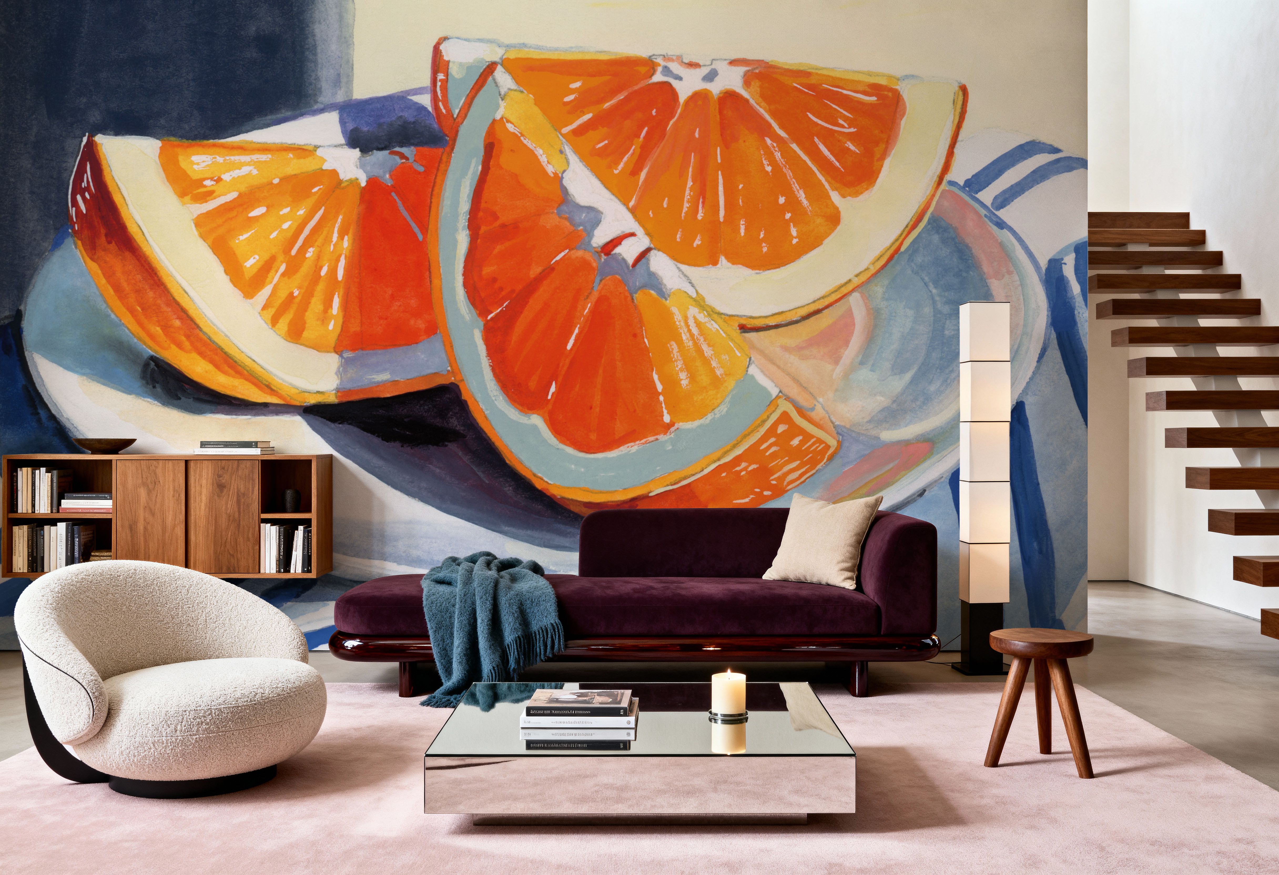 Fresh Cut Citris on Linen, Wallpaper