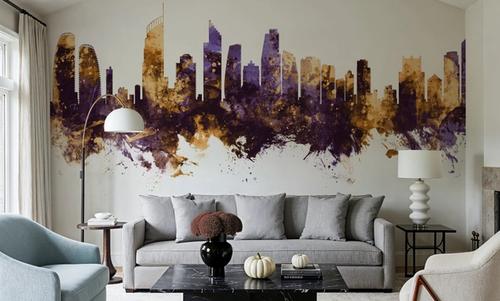 Gold Coast Australia Skyline Purple & Gold