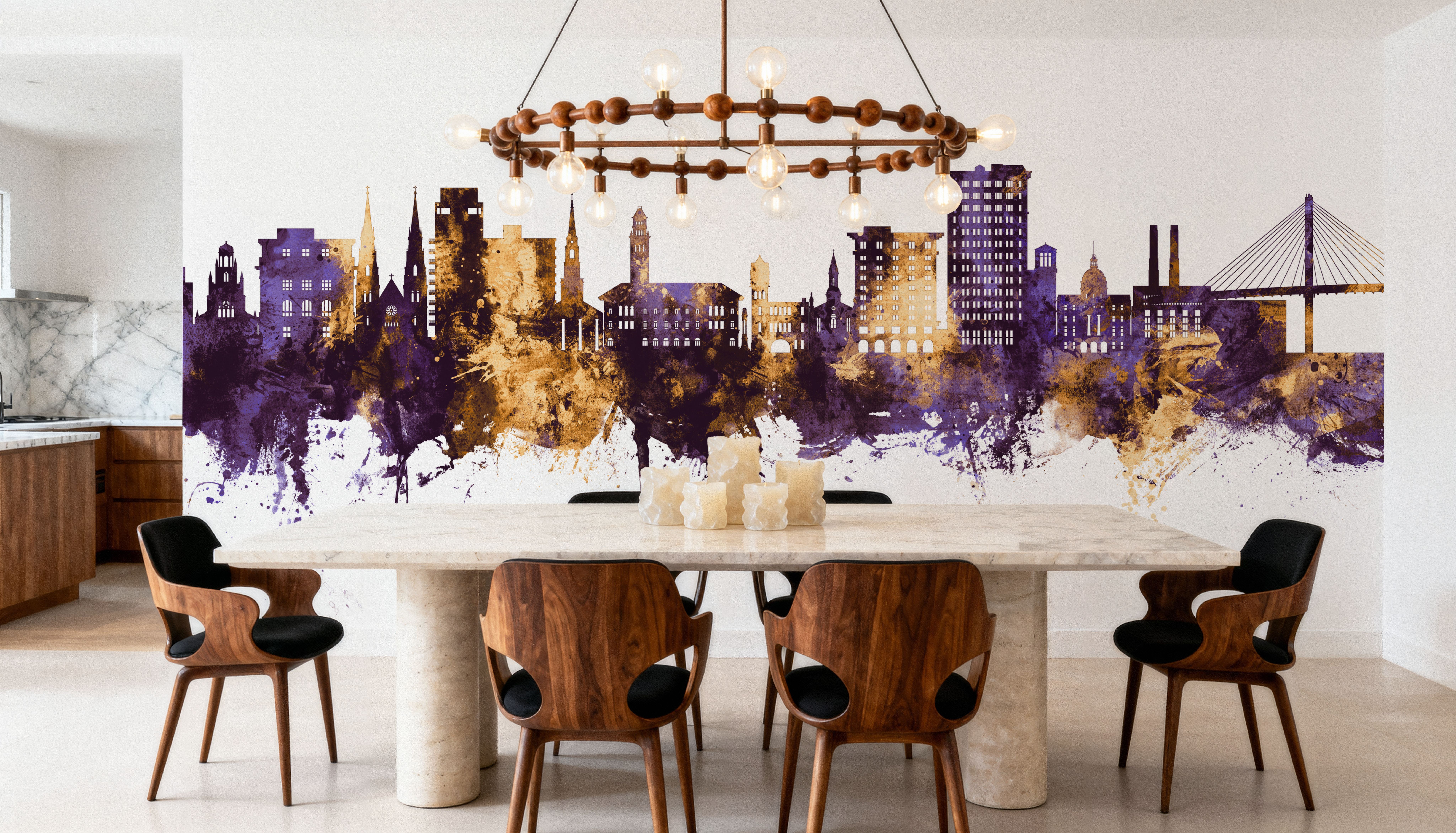 Savannah Georgia Skyline Purple & Gold