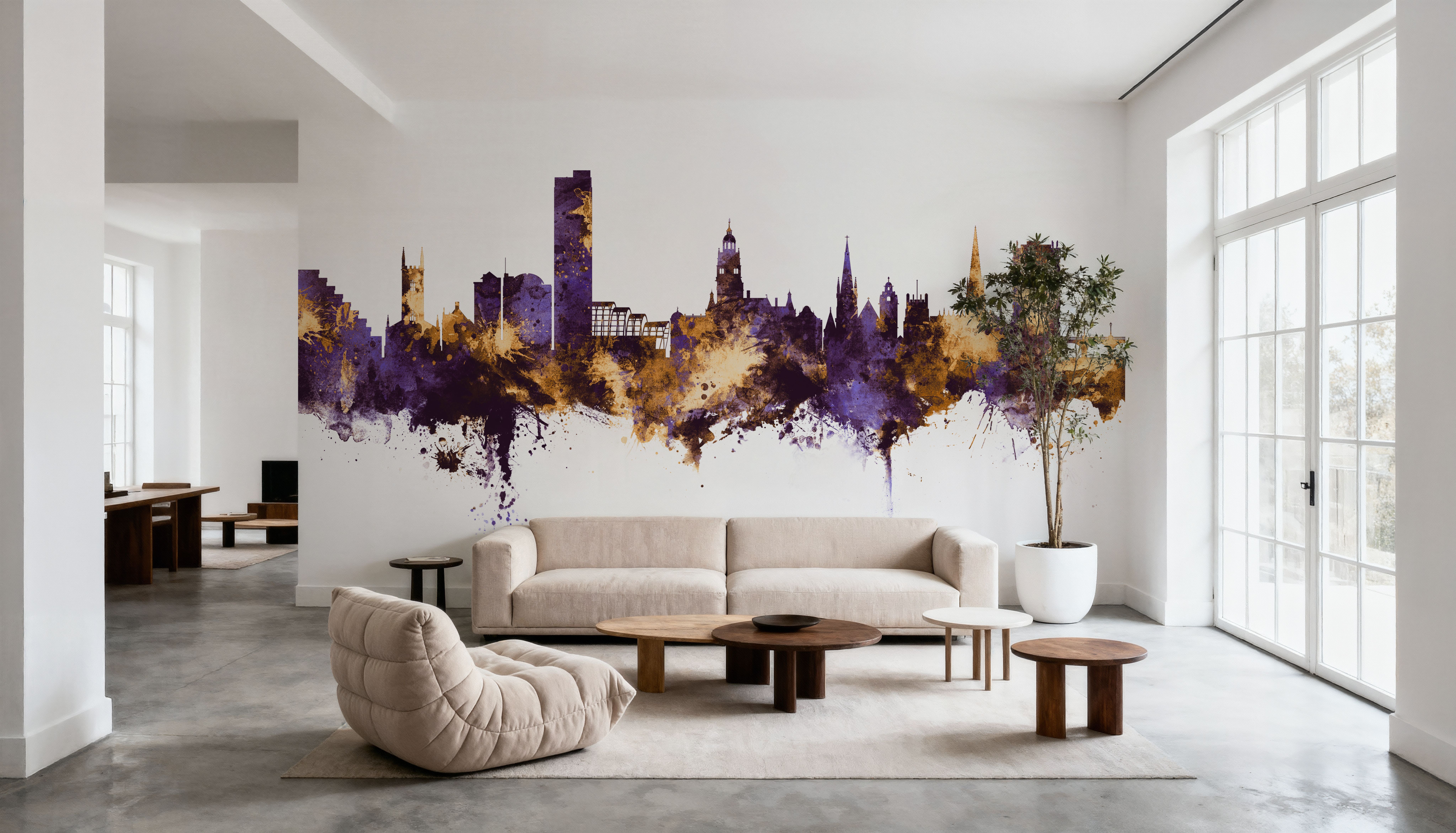 Sheffield England Skyline Purple & Gold