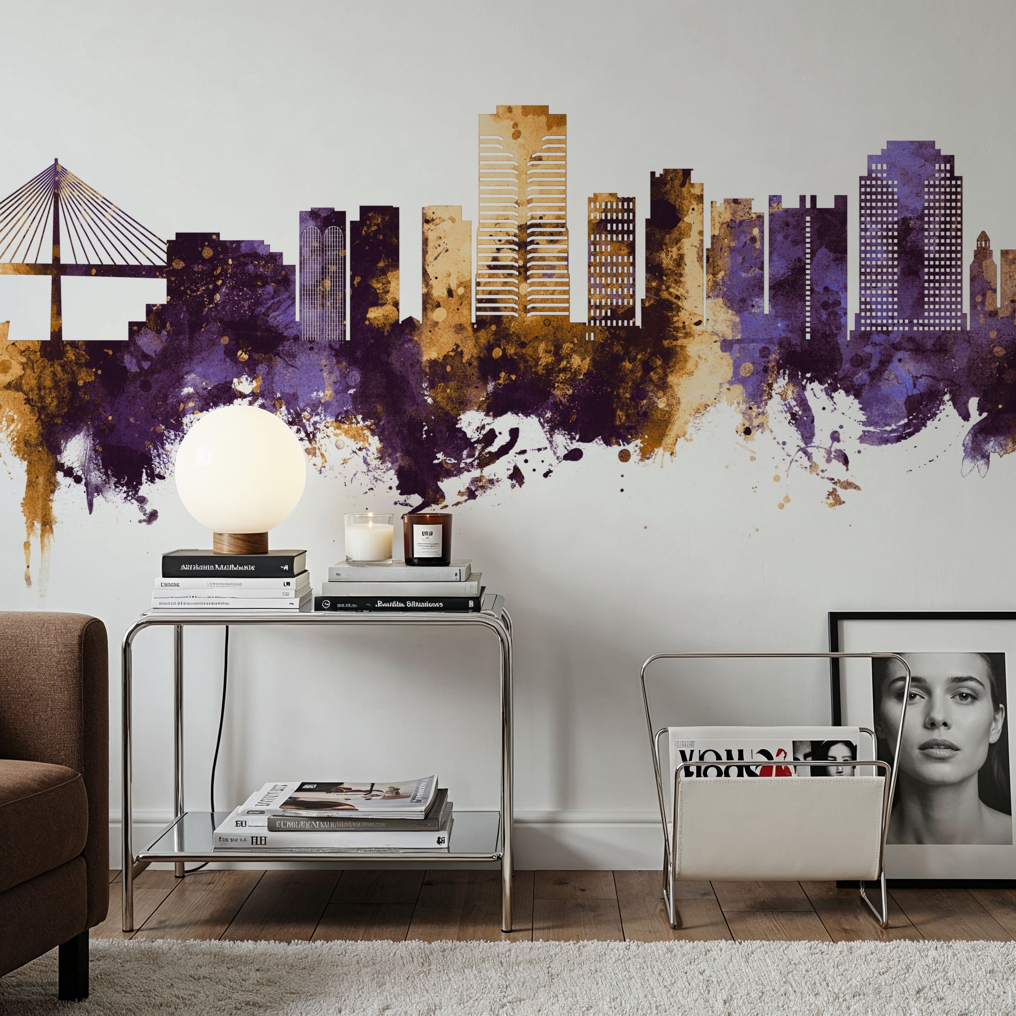 Long Beach California Skyline Purple & Gold