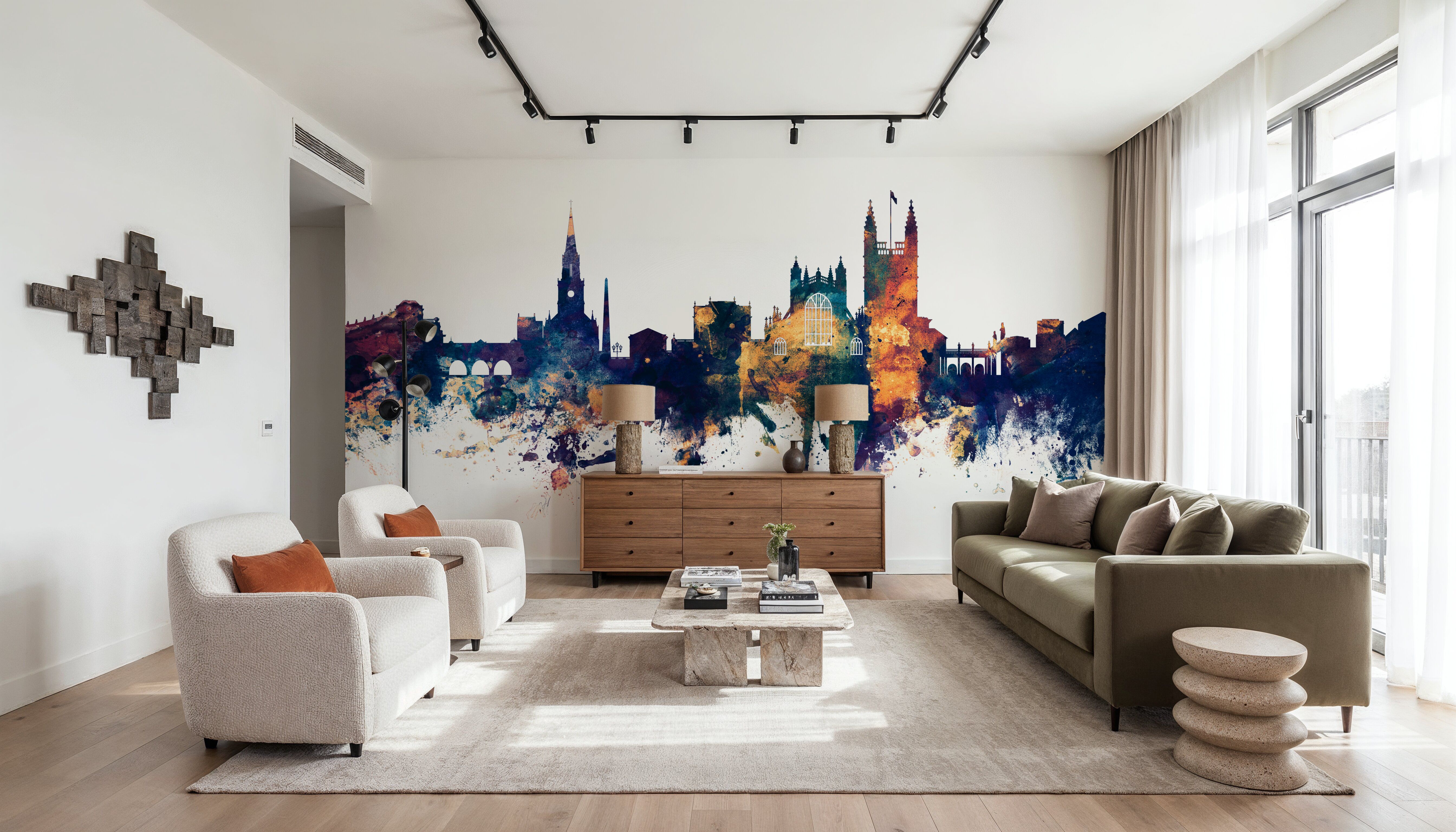 Bath England Skyline Blue & Bronze