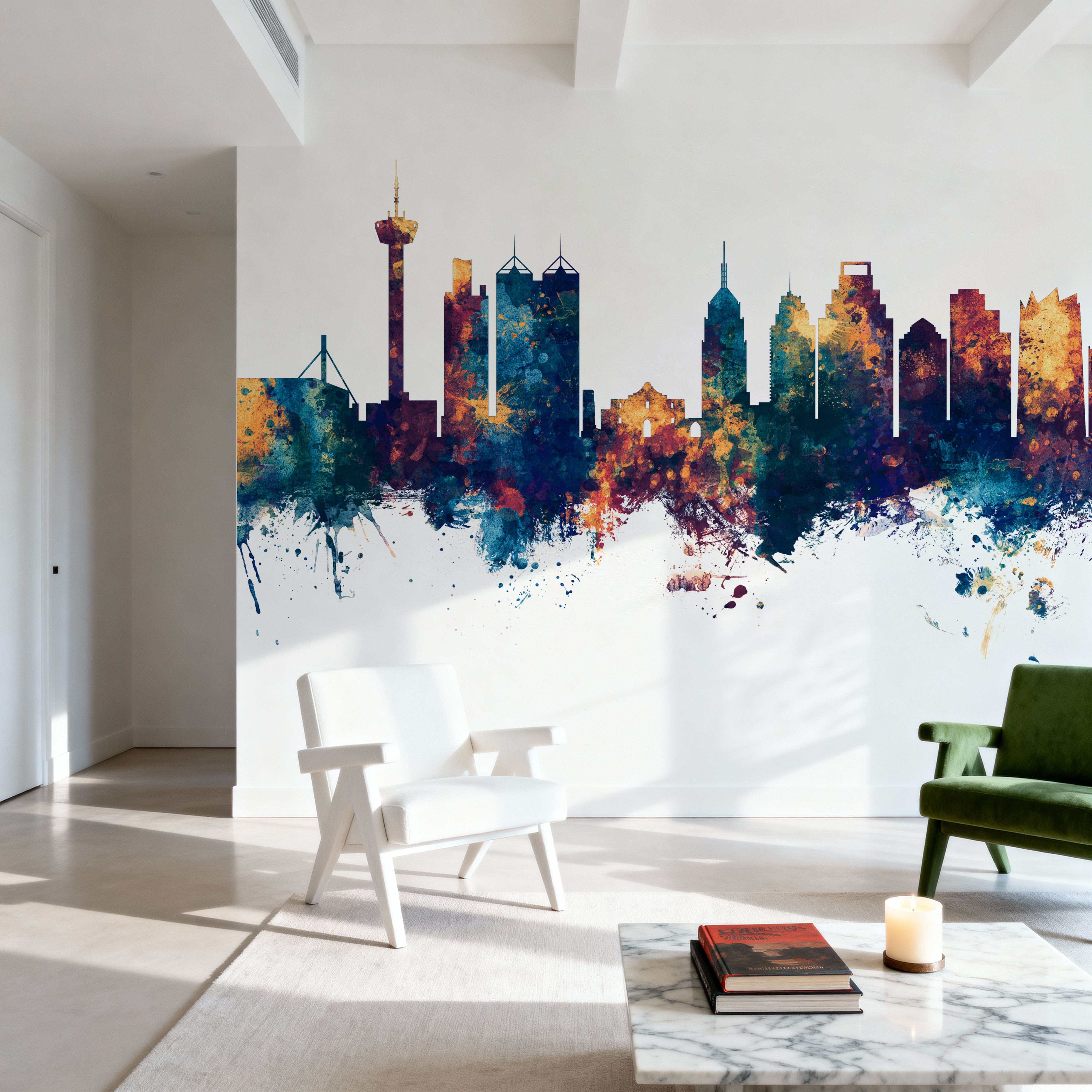 San Antonio Texas Skyline Blue & Bronze