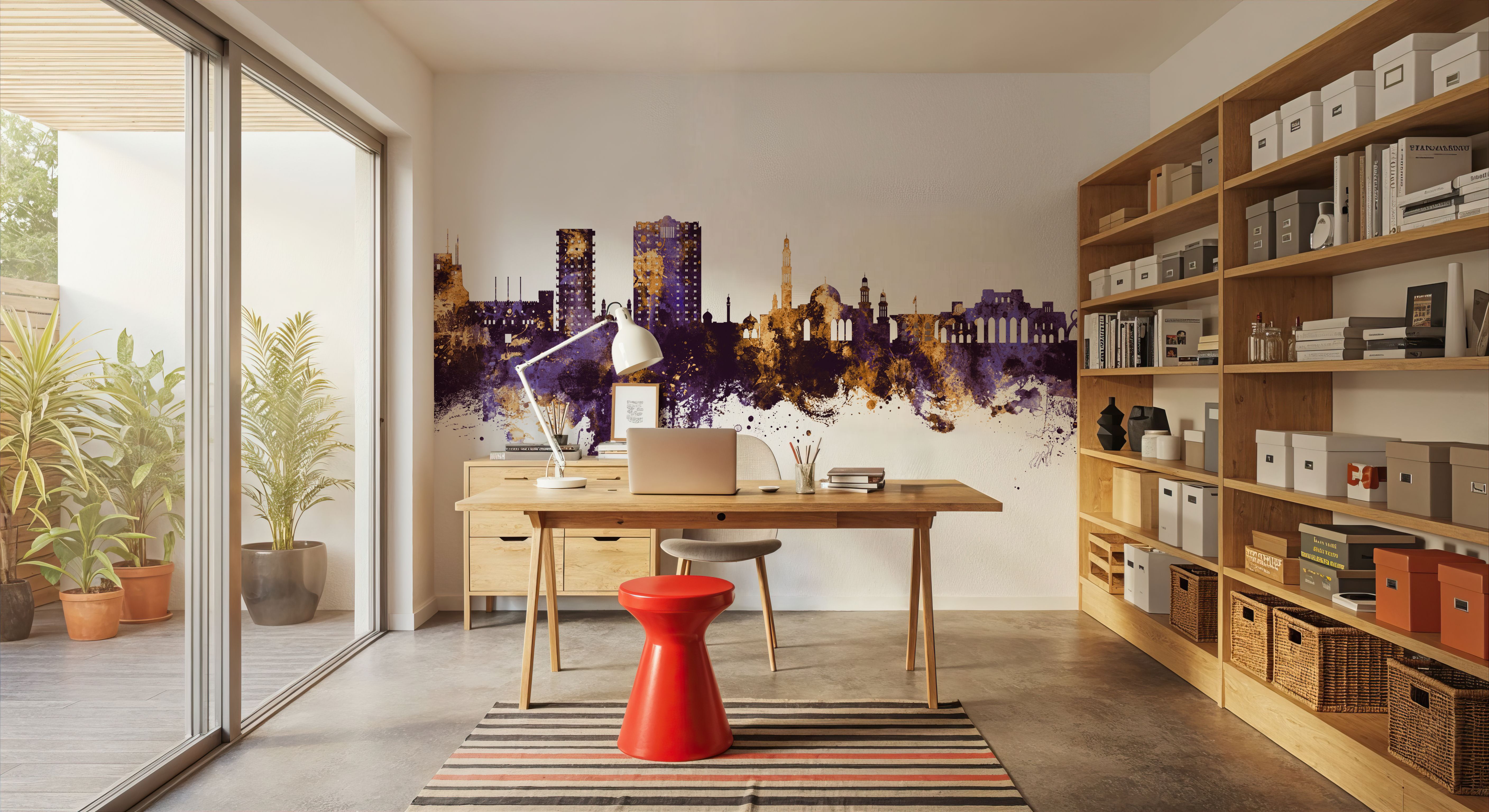 Muscat Oman Skyline Purple & Gold