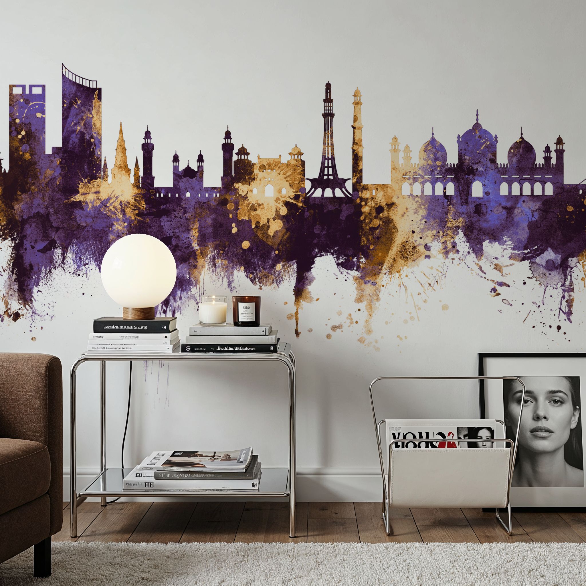 Lahore Pakistan Skyline Purple & Gold