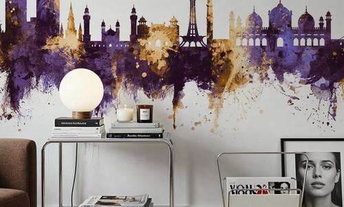 Lahore Pakistan Skyline Purple & Gold