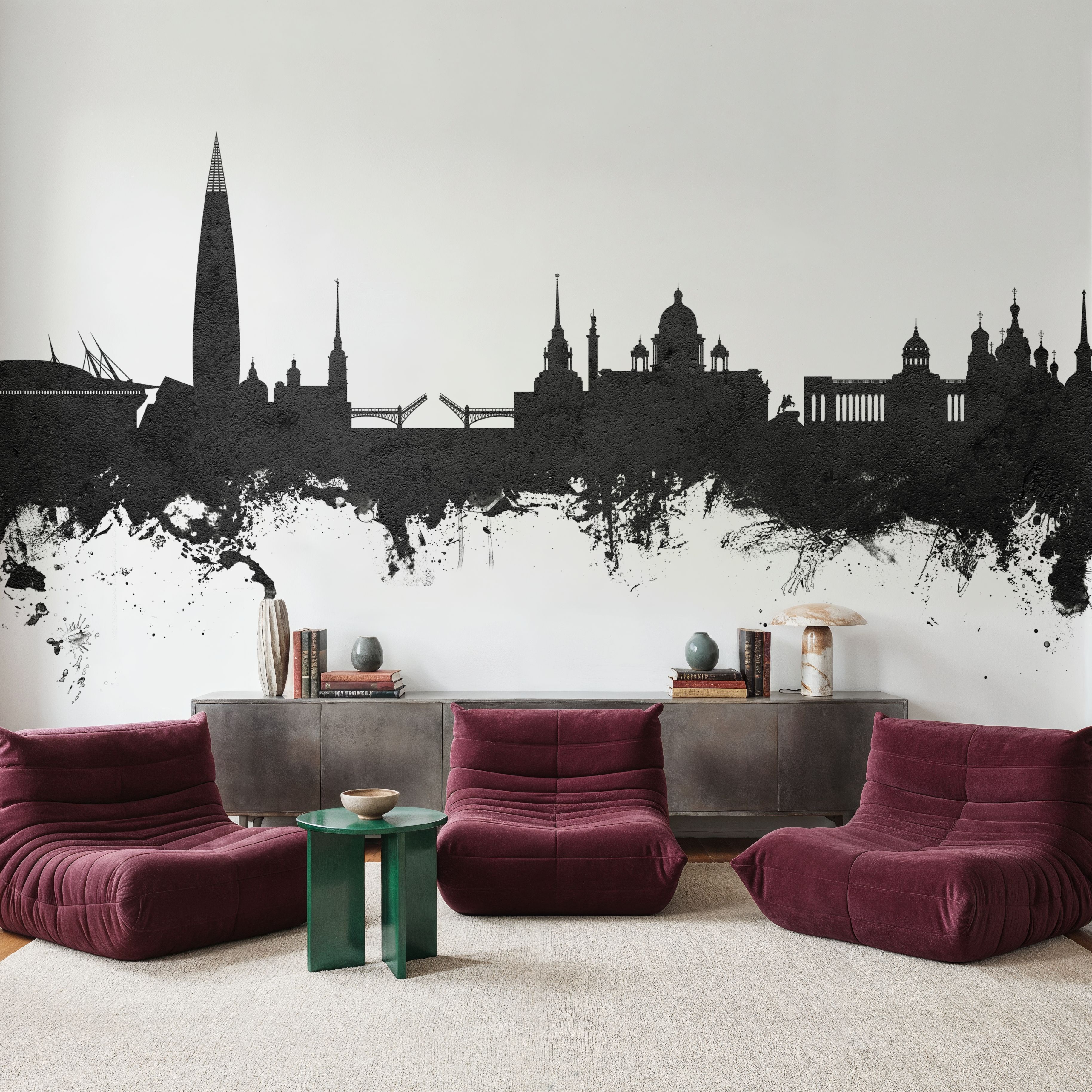 St Petersbug Russia Skyline Black & White