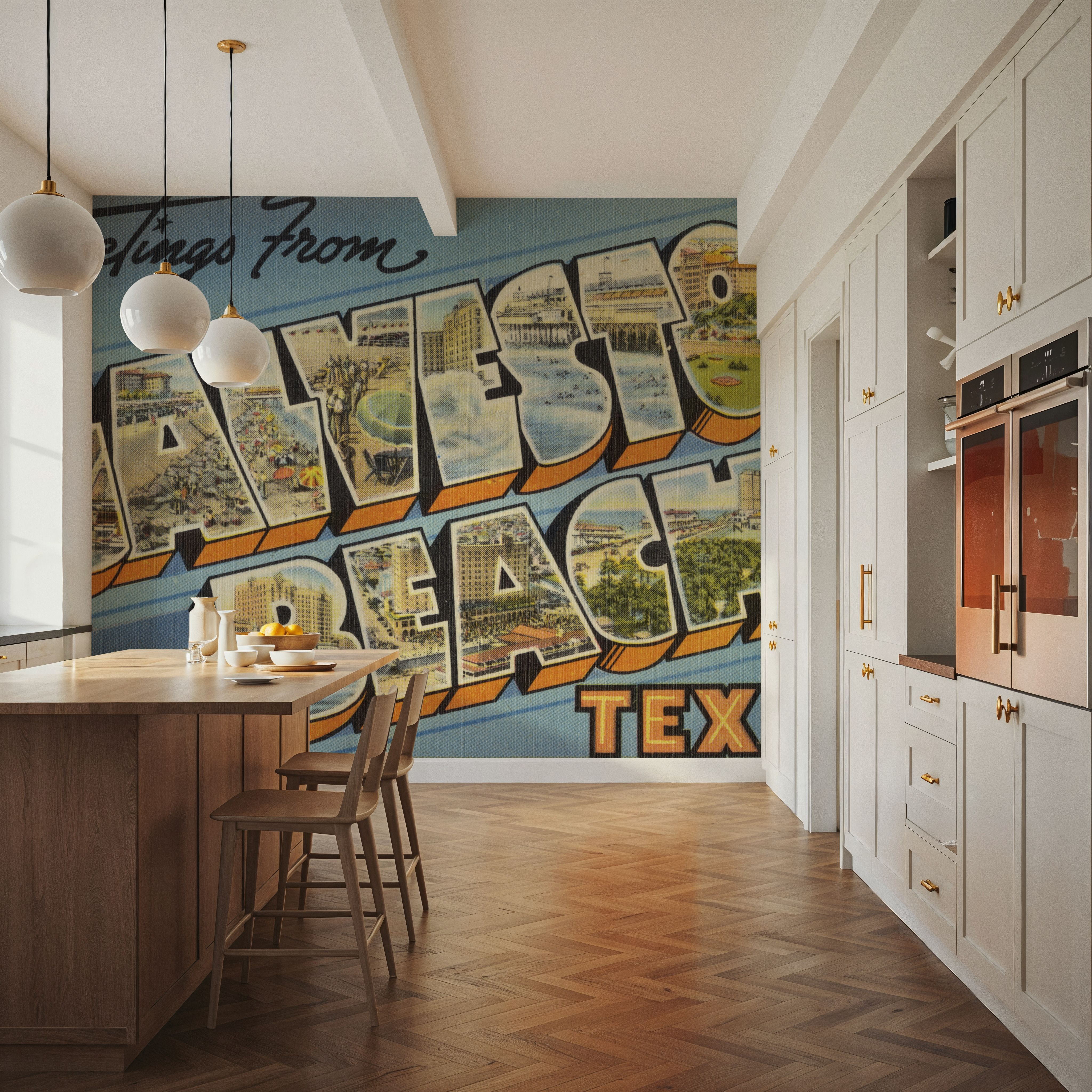 Greetings from Galveston Beach - Screenprint Postcard