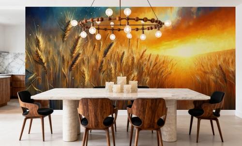 Wheat Field at a Radiant Sunset