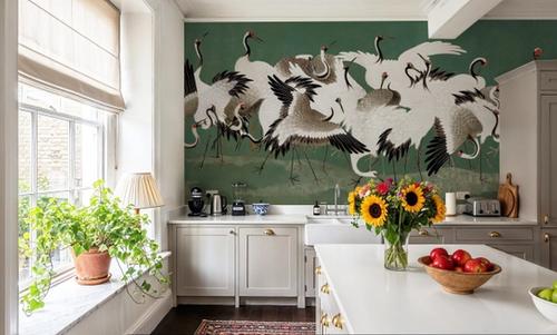 Japanese Flock of Cranes, Emerald