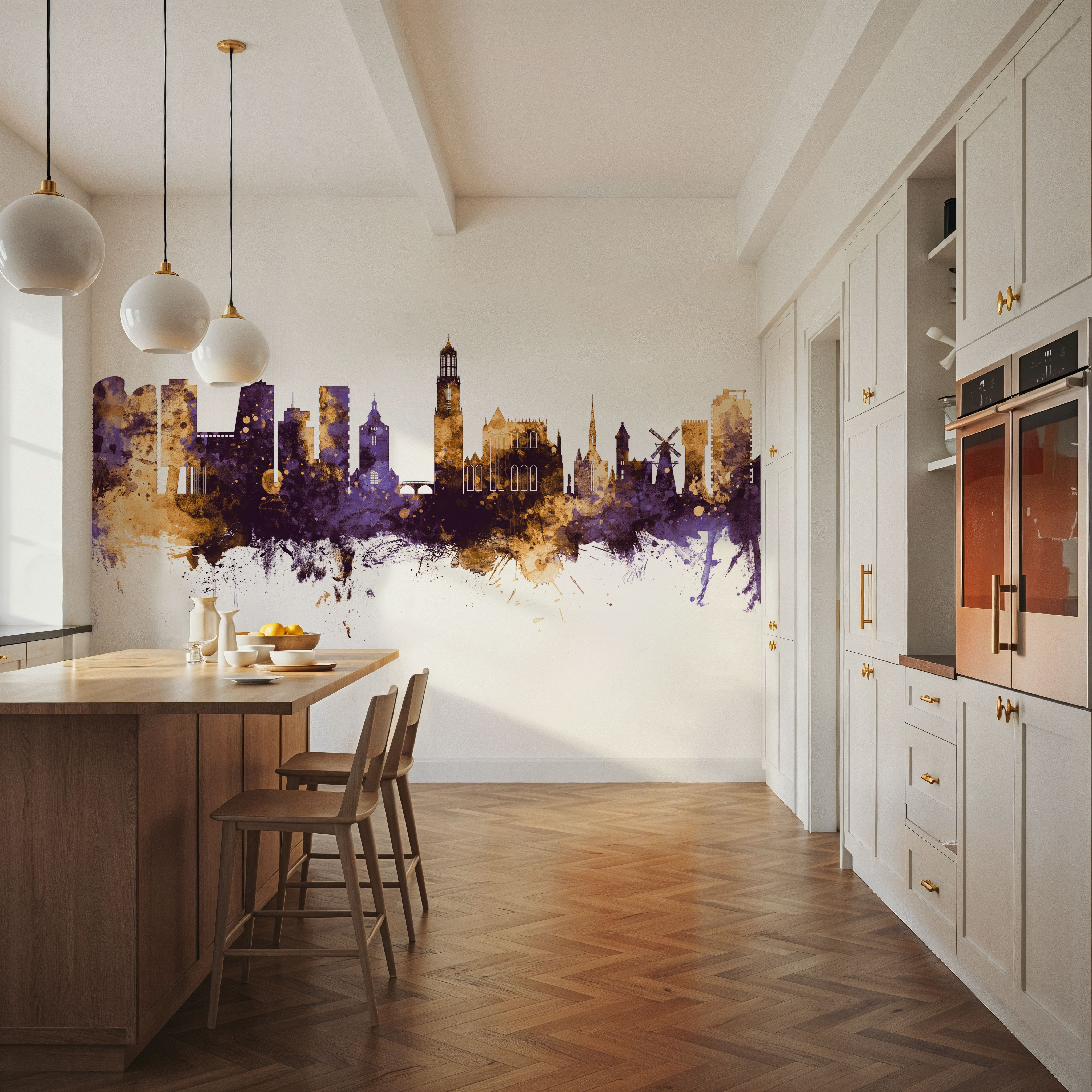 Utrecht The Netherlands Skyline Purple & Gold