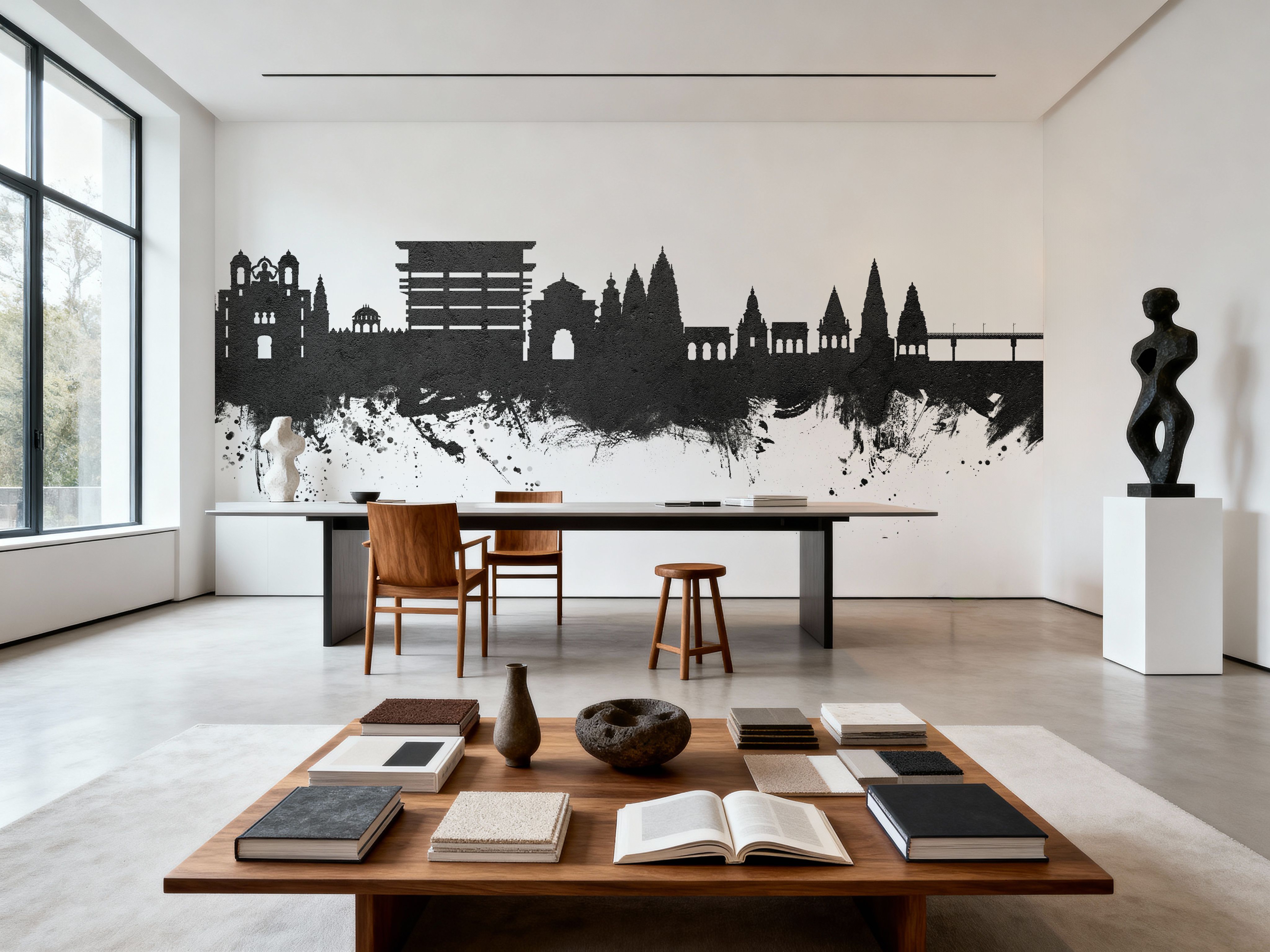 Pandharpur India Skyline Black & White