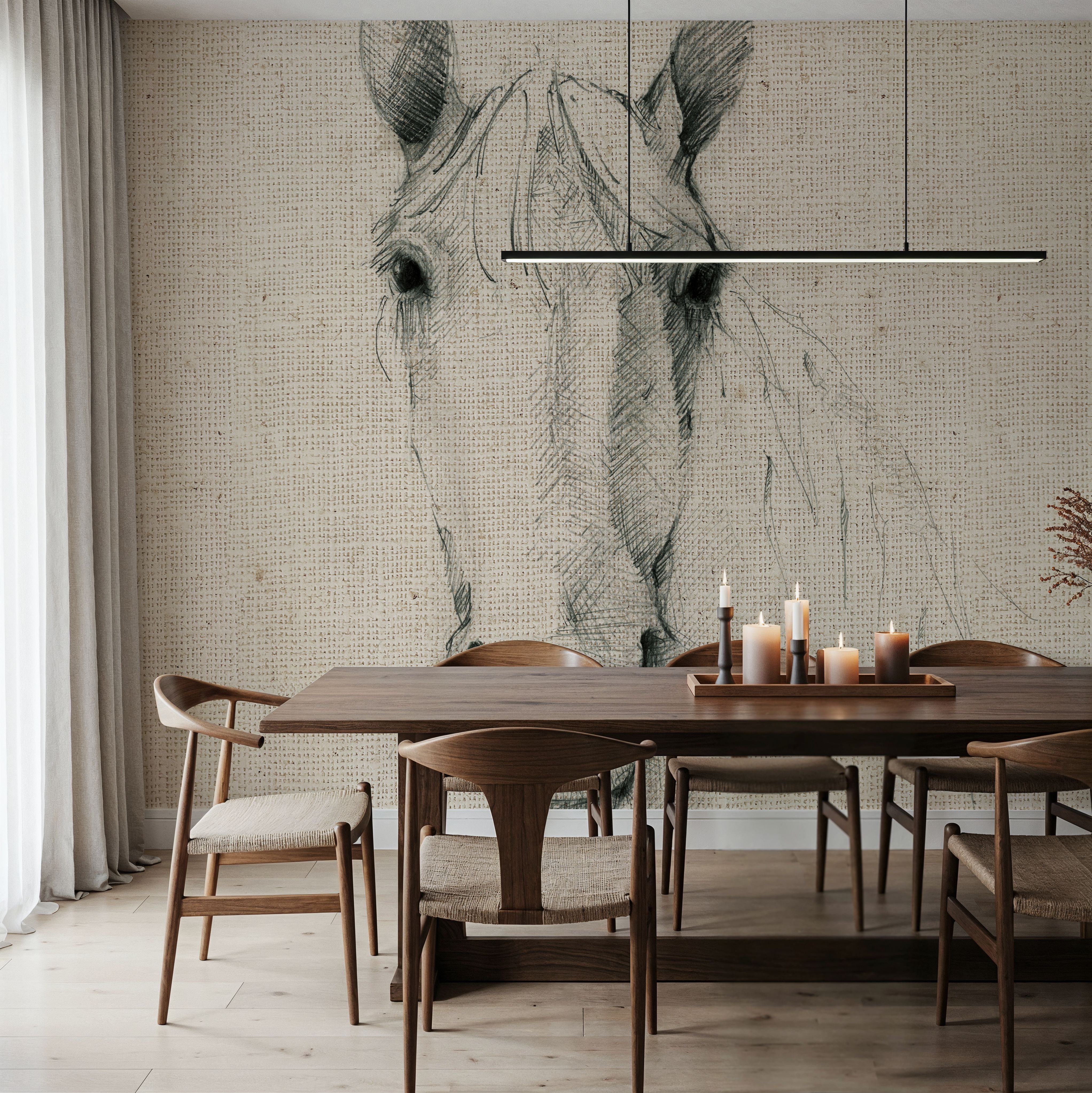 Horse Sketch on Burlap