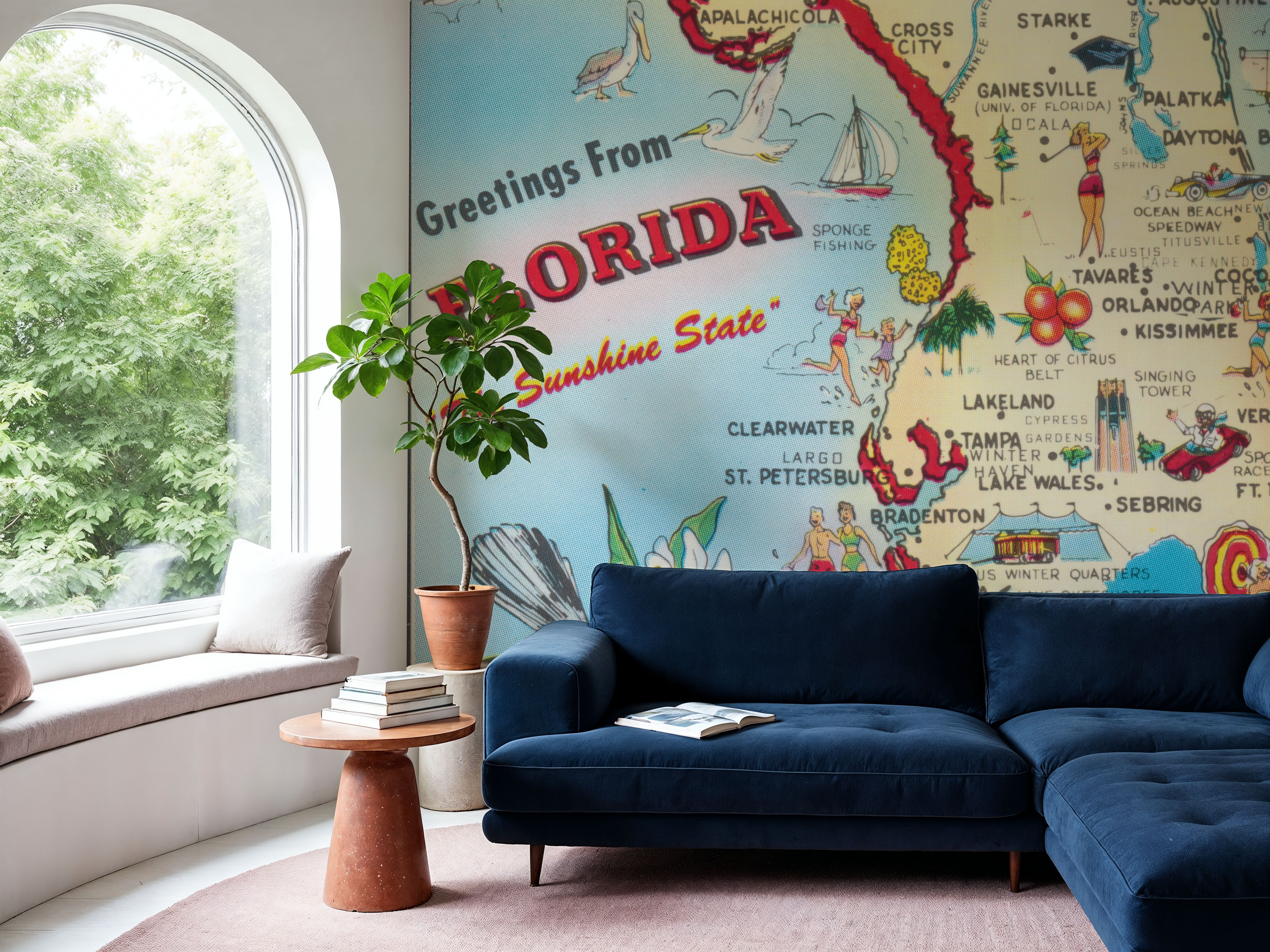 Vintage Florida Travel Map, Wallpaper