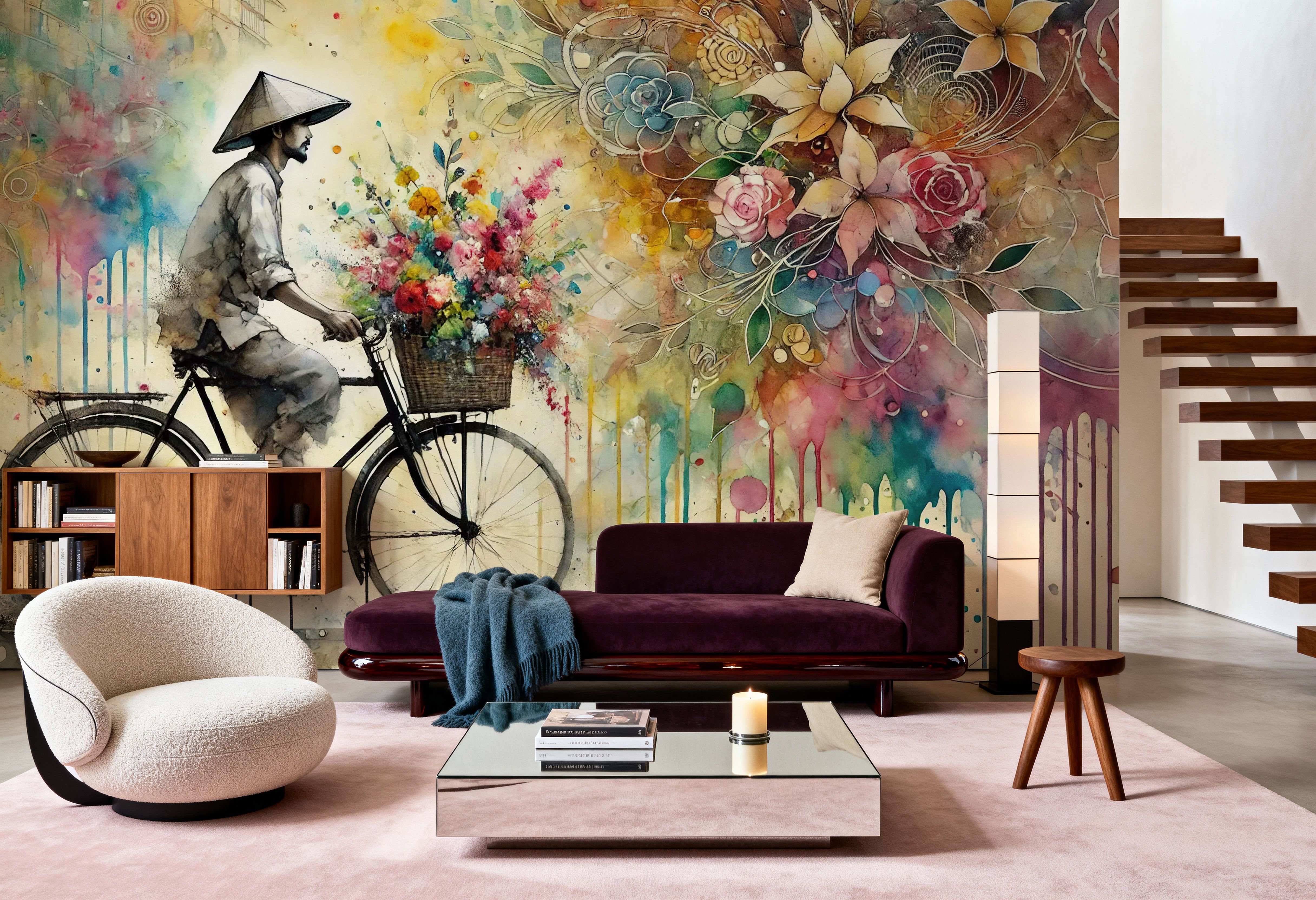 Vibrant Floral Cyclist