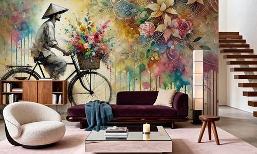 Vibrant Floral Cyclist
