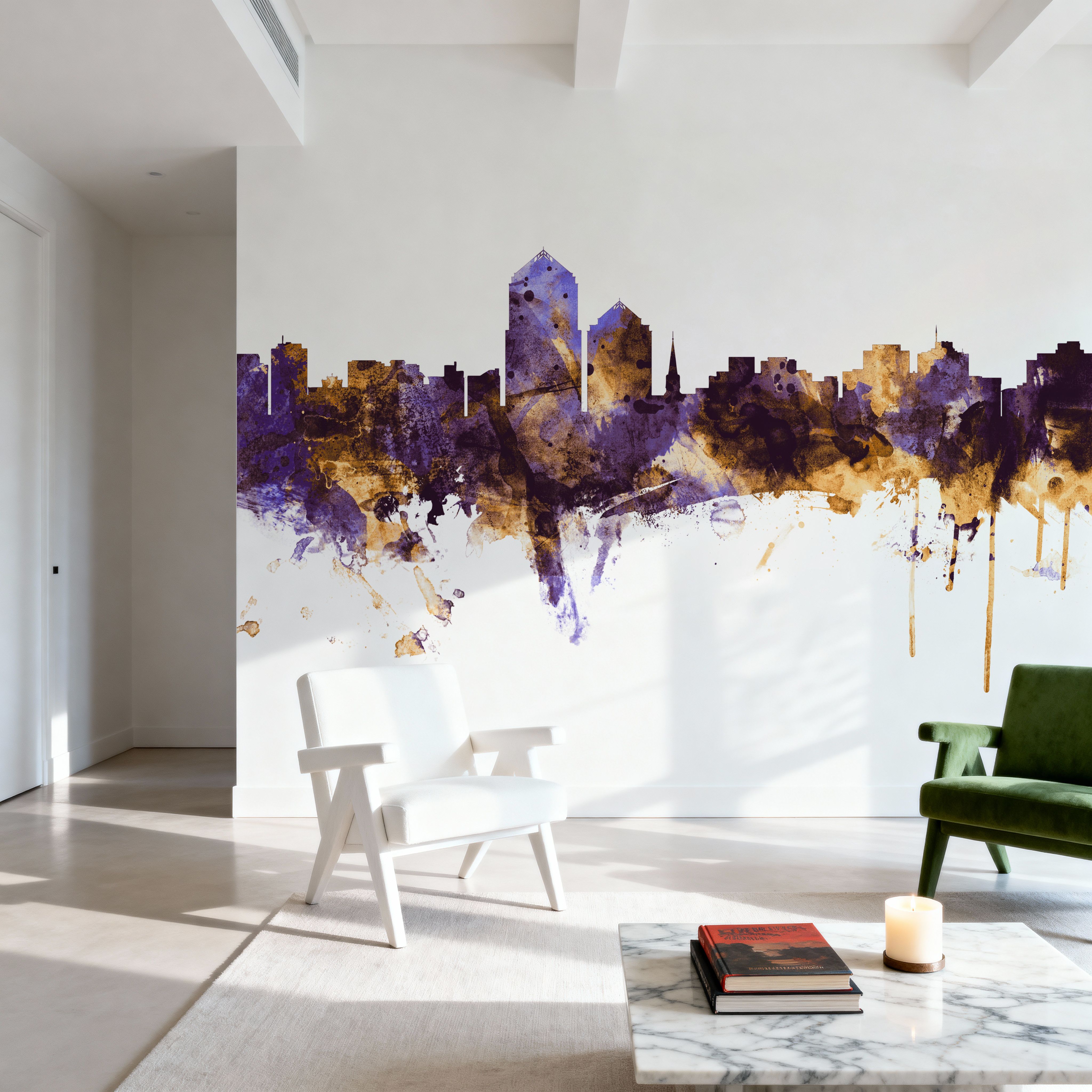 Albuquerque New Mexico Skyline Purple & Gold