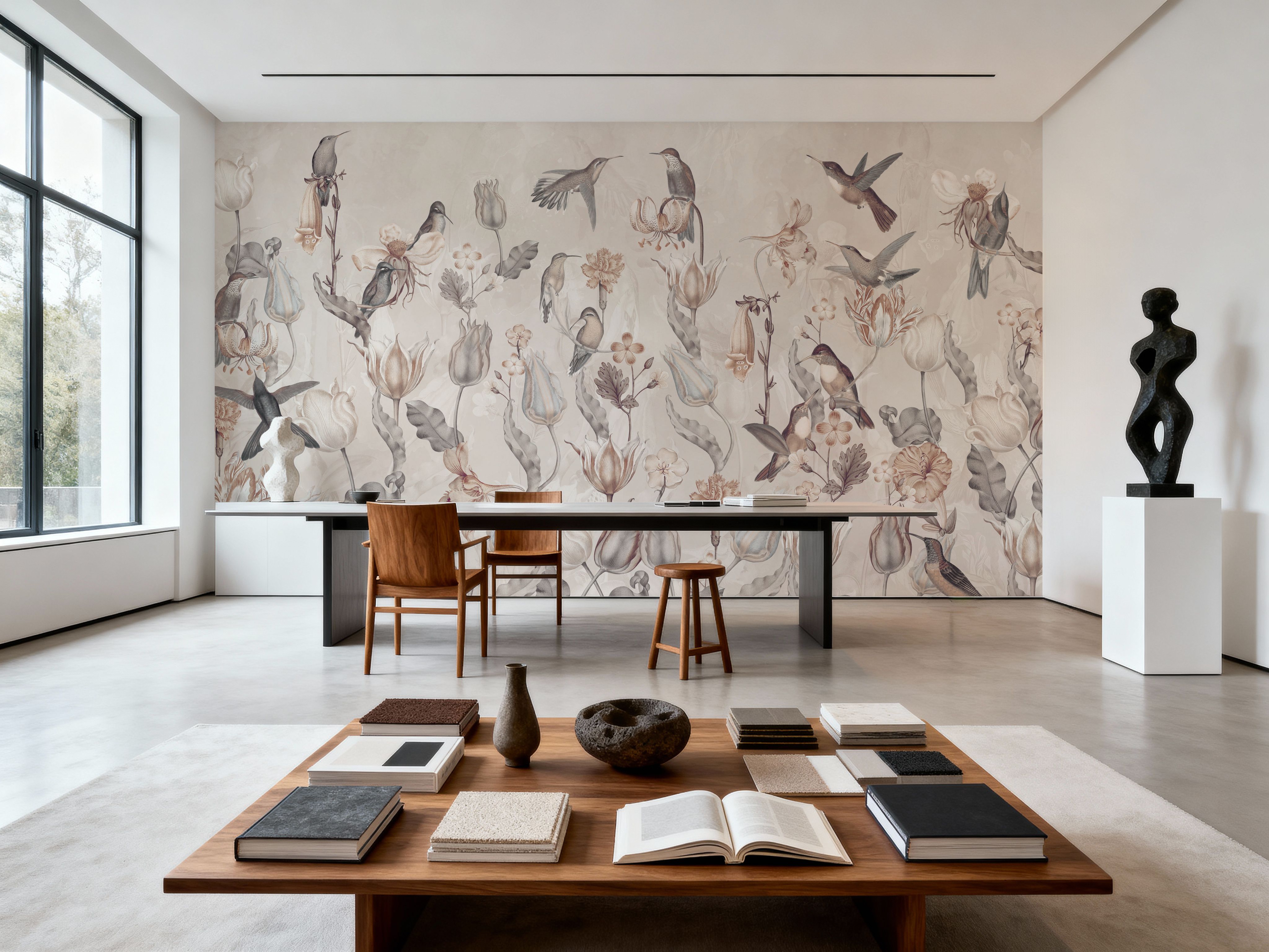 Tulips & Birds, Sand, Tapet