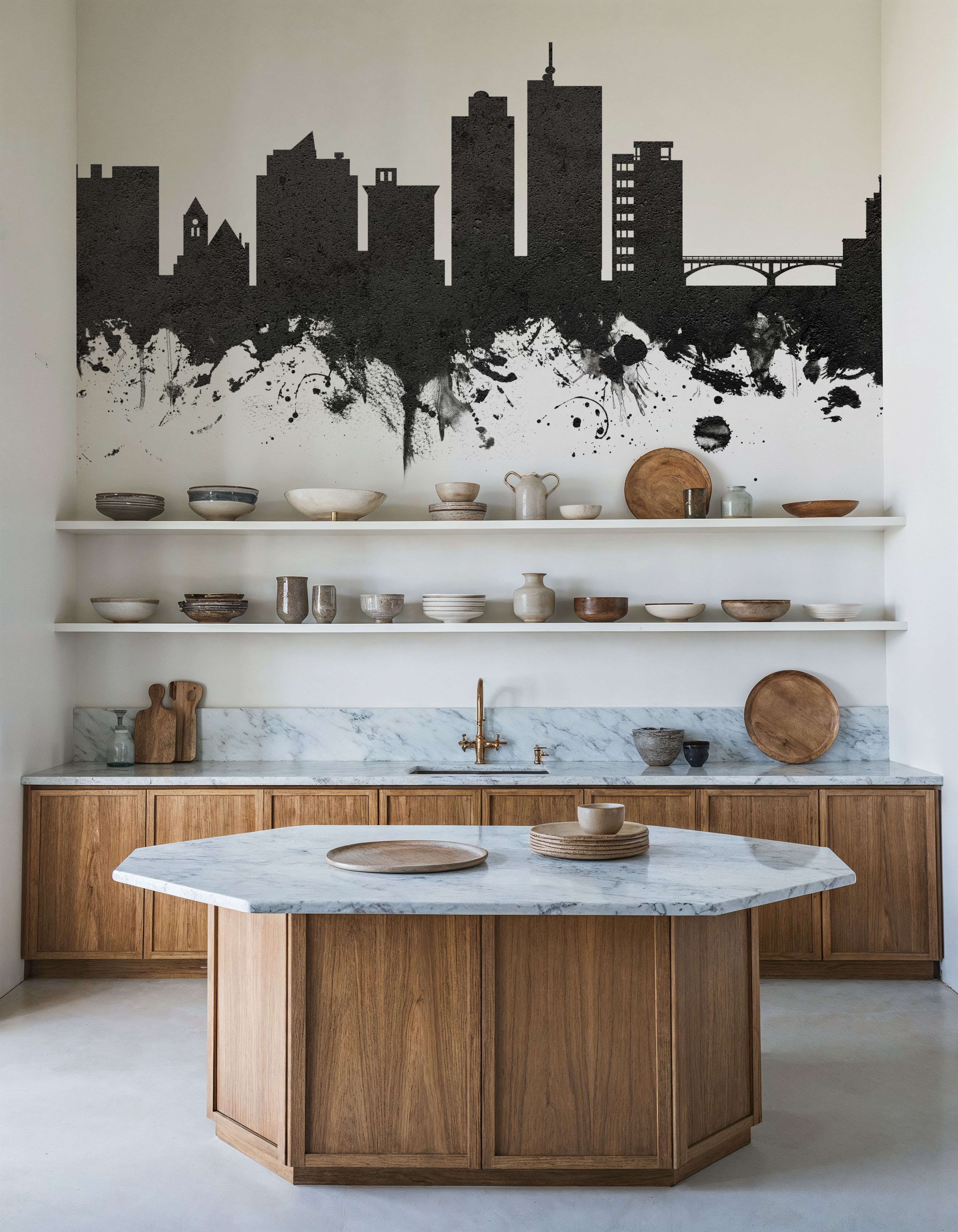 Cedar Rapids Iowa Skyline Black & White