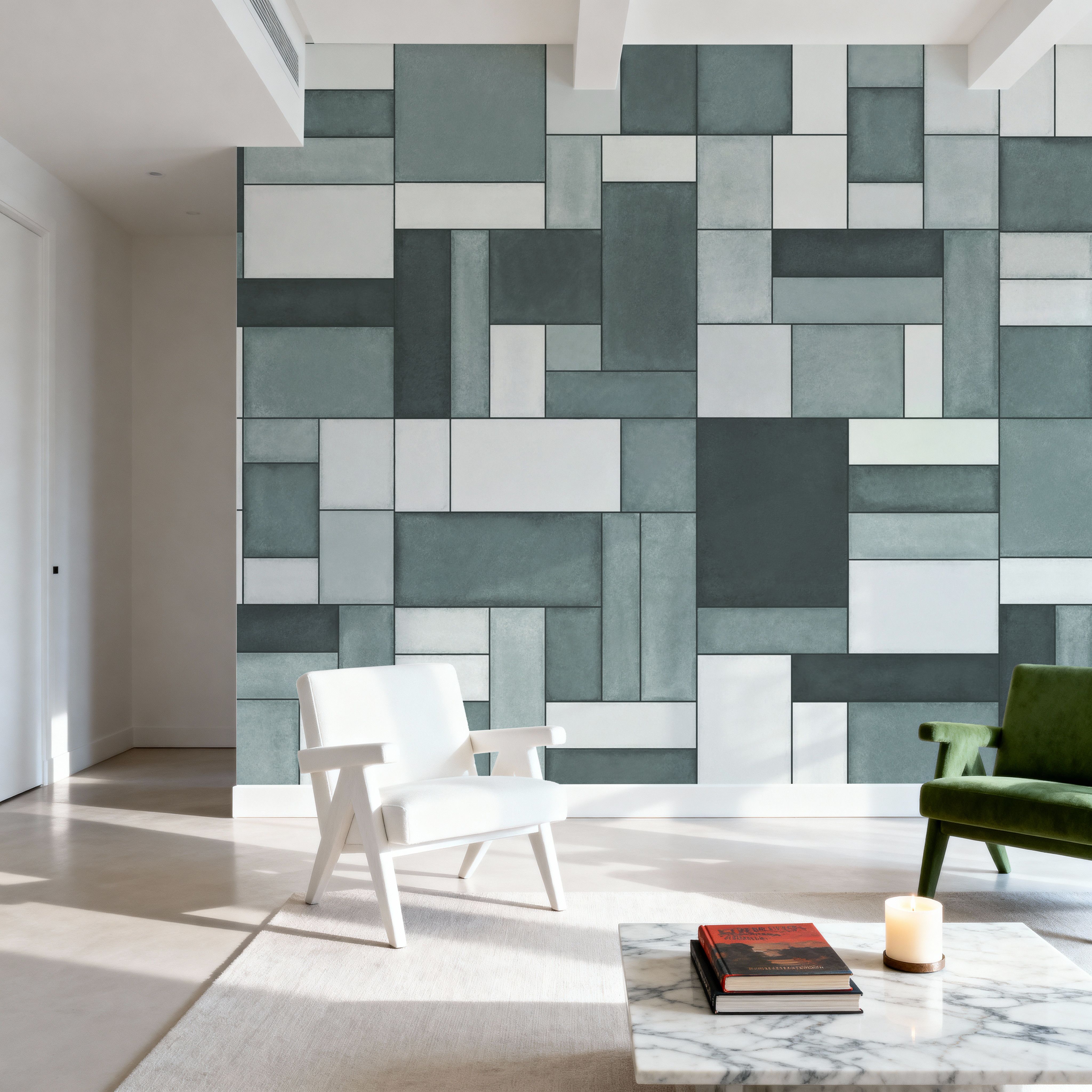 Spectrum Blocks, Teal, Wallpaper