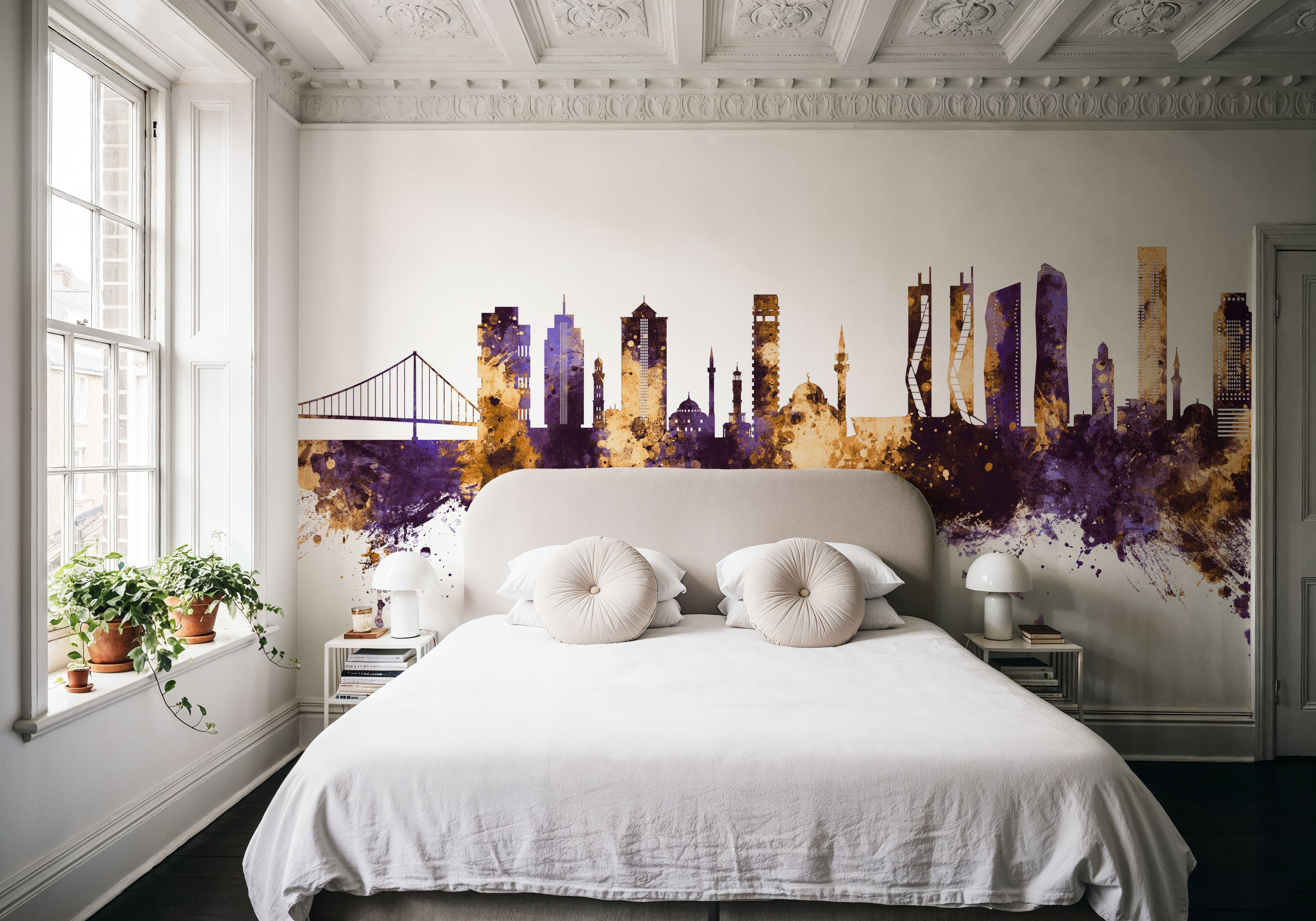 Izmir Turkey Skyline Purple & Gold