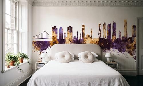 Izmir Turkey Skyline Purple & Gold