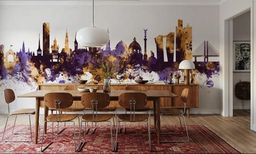 Copenhagen Skyline Purple & Gold
