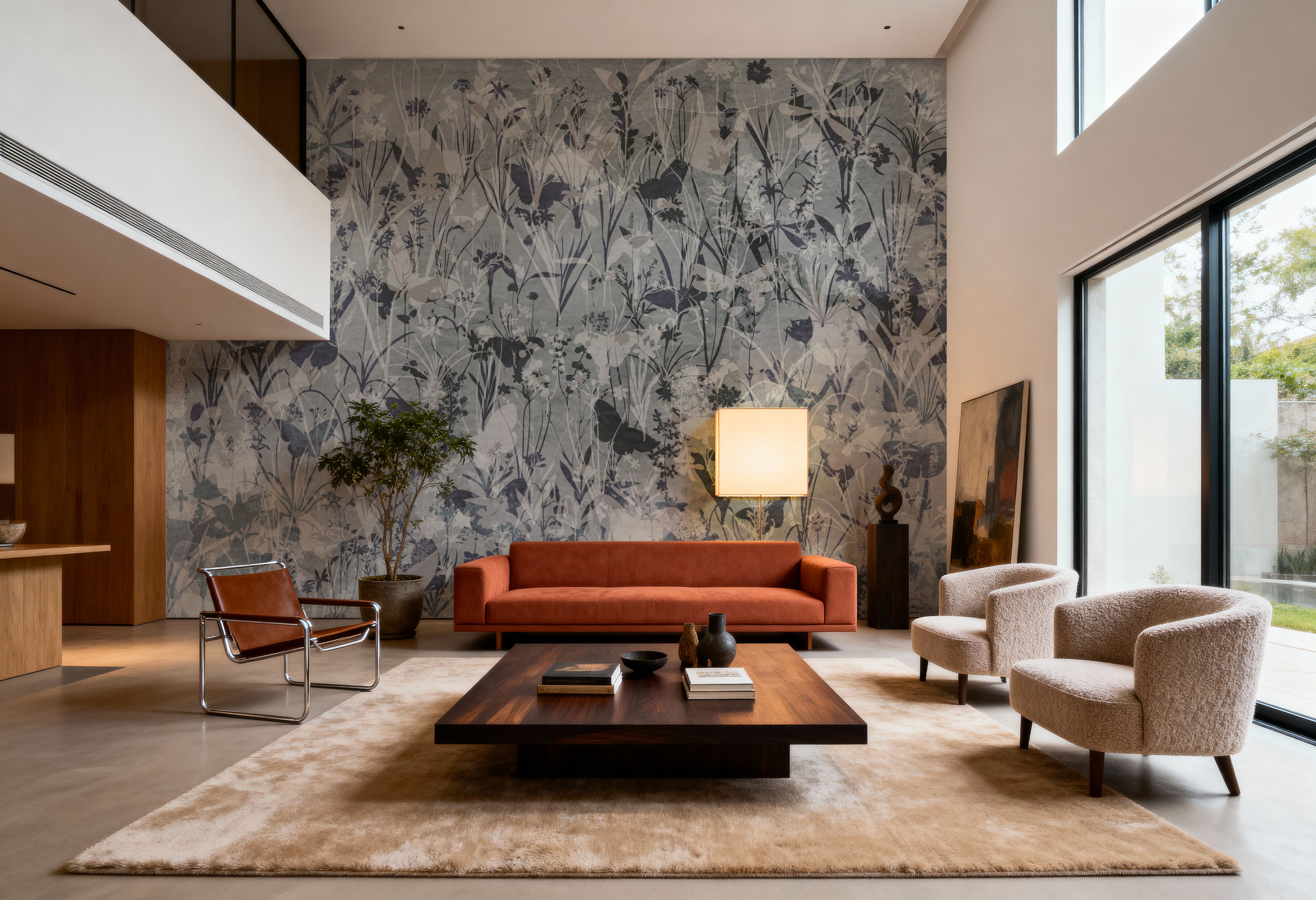 Herbals and Butterflies Double Silhouette Black