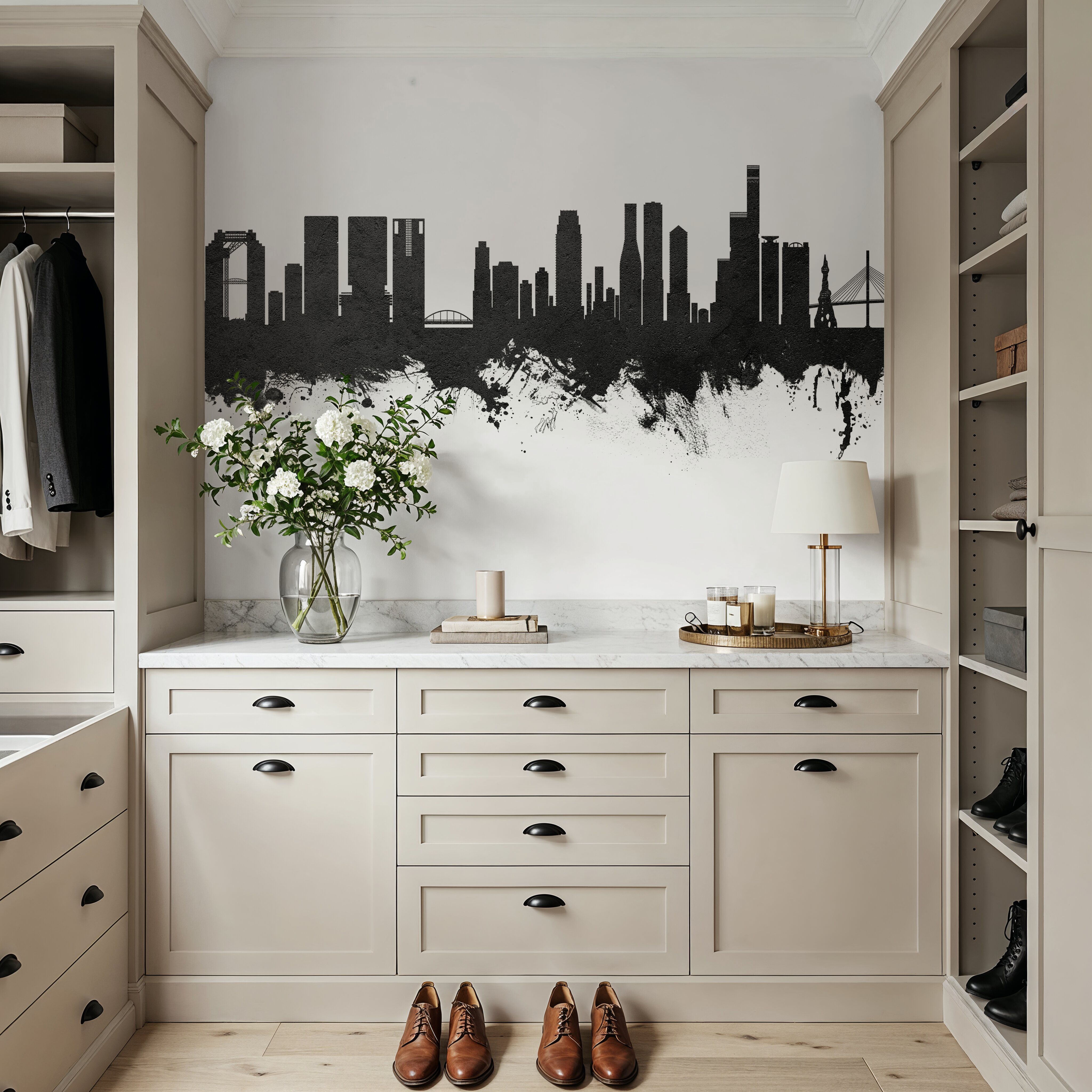 Osaka Skyline Black & White