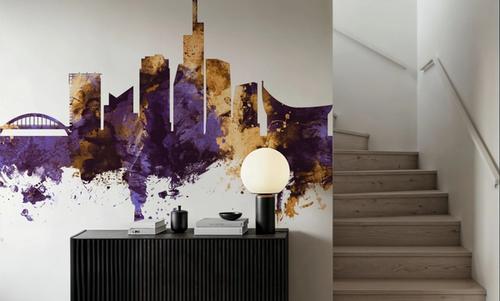 Vilnius Lithuania Skyline Purple & Gold