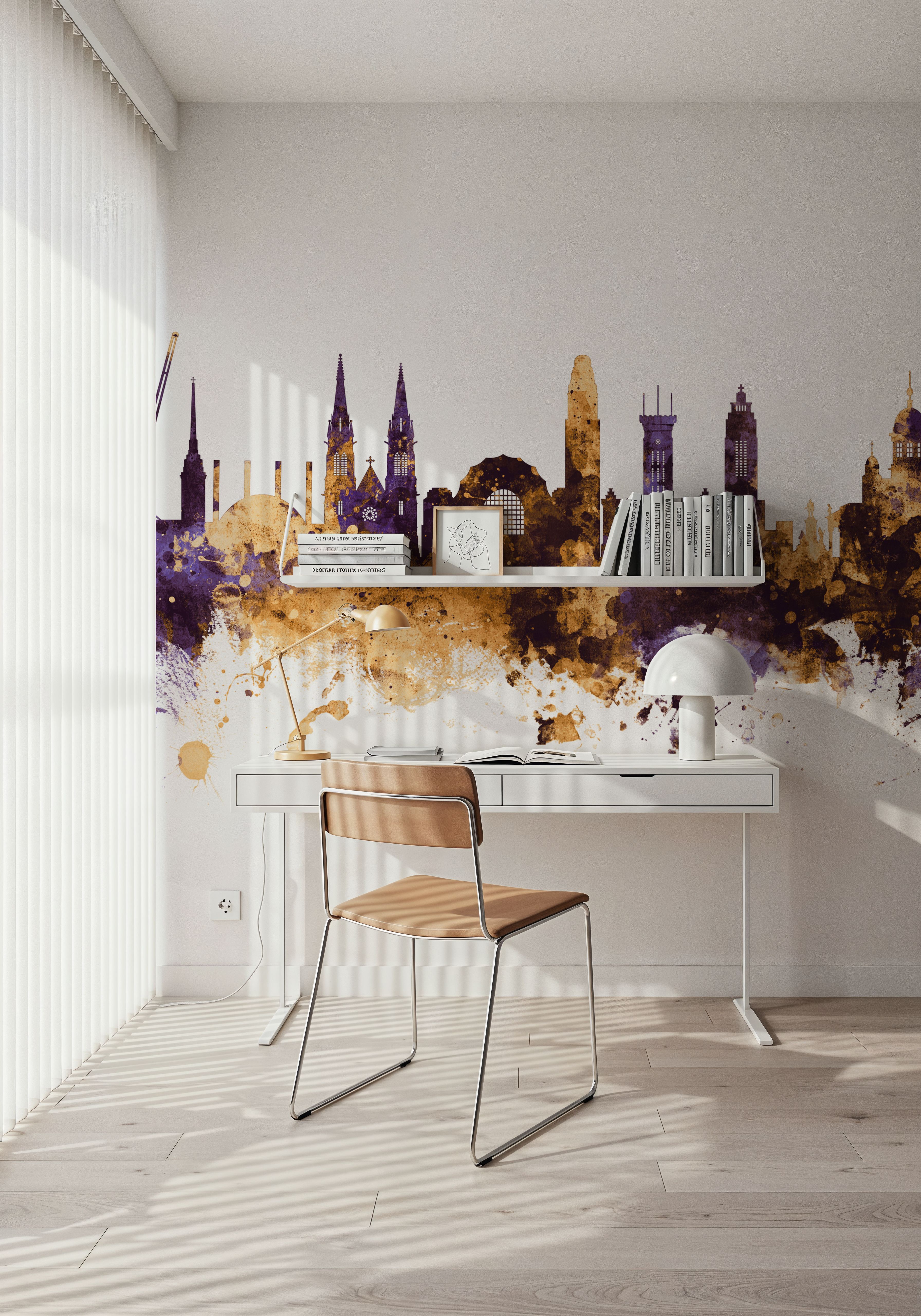 Helsinki Skyline Purple & Gold