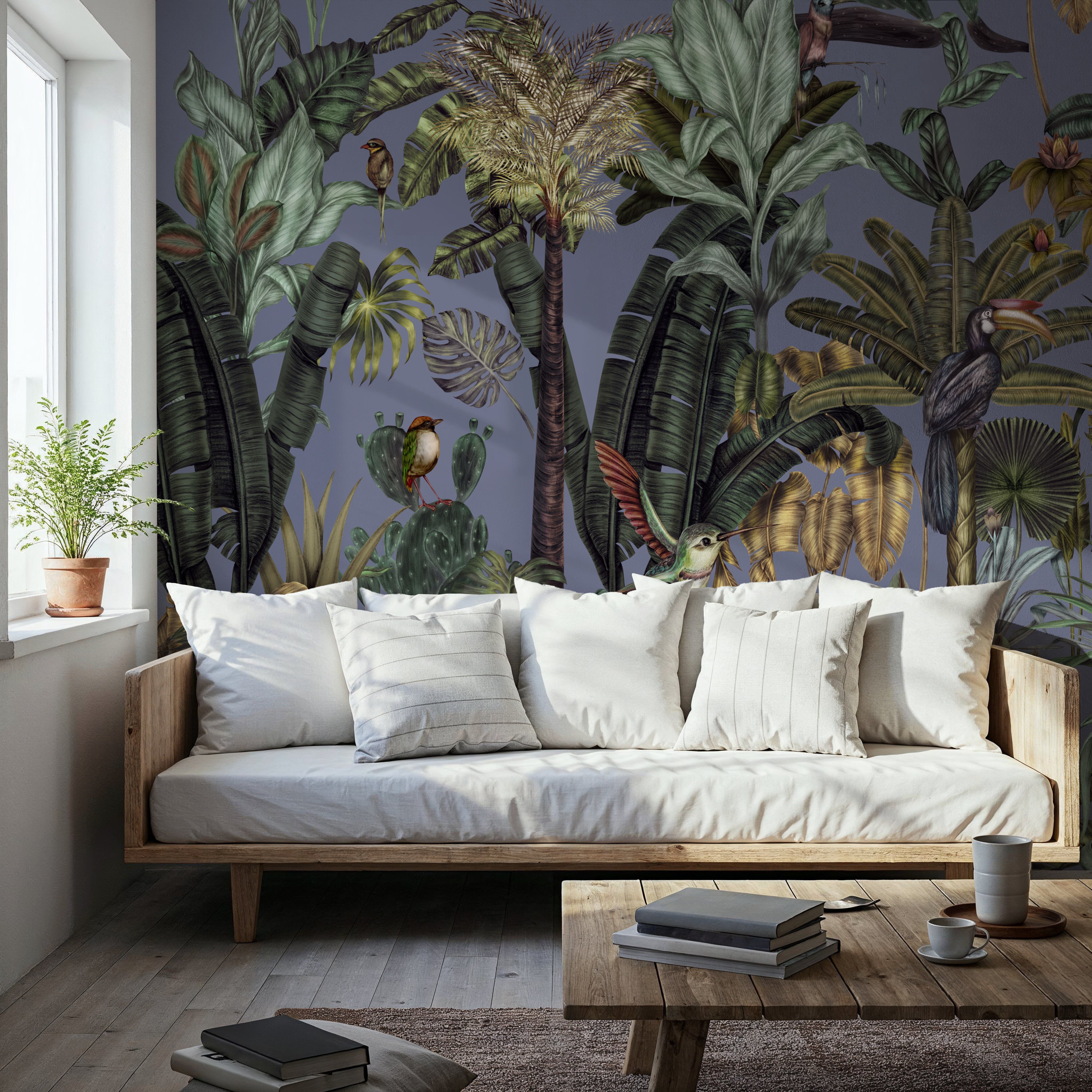 Tropical Wonderland, Lilac, Wallpaper
