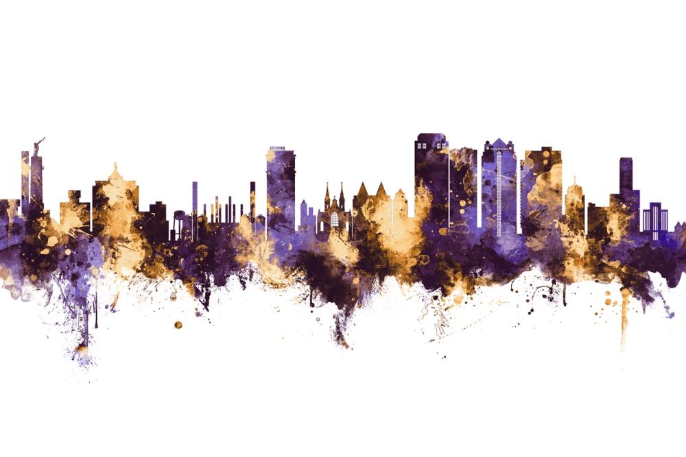 Birmingham Alabama Skyline Purple & Gold