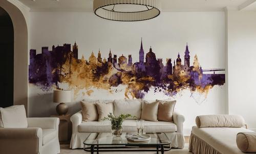 Salzburg Austria Skyline Purple & Gold