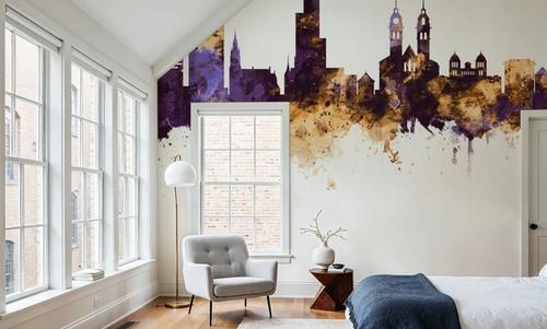 Wintherthur Switzerland Skyline Purple & Gold