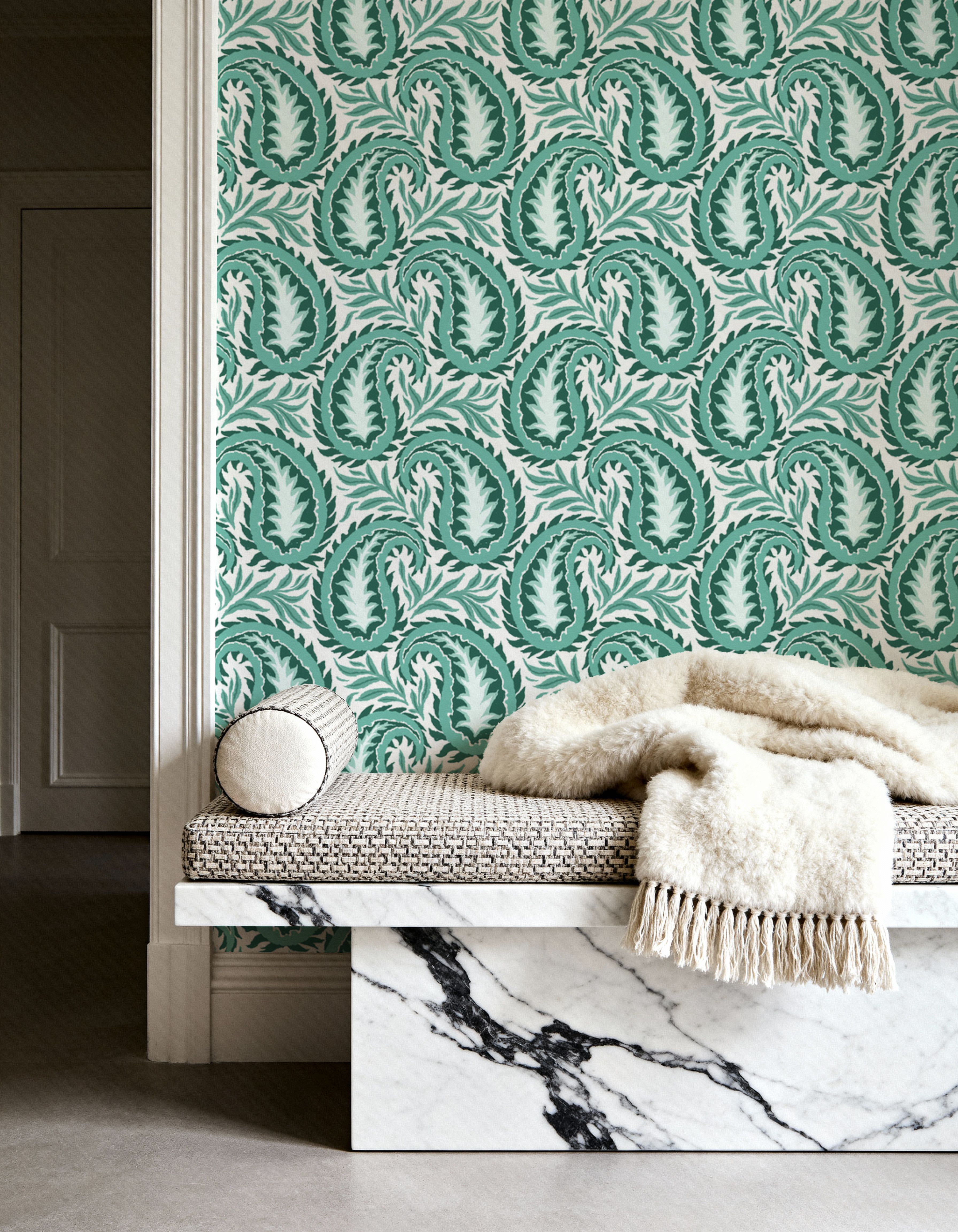 Botanical Paisley, Turqouise, Papel de parede